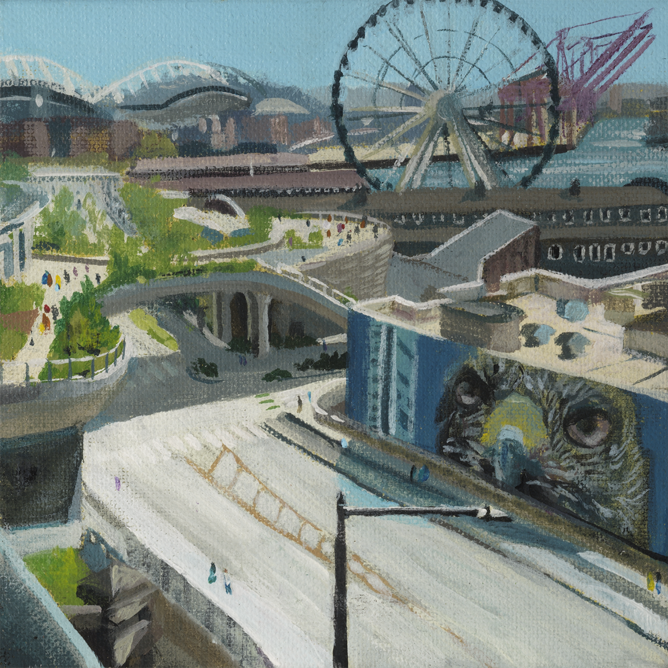 "Waterfront Park" 6x6" Acrylic on canvas
