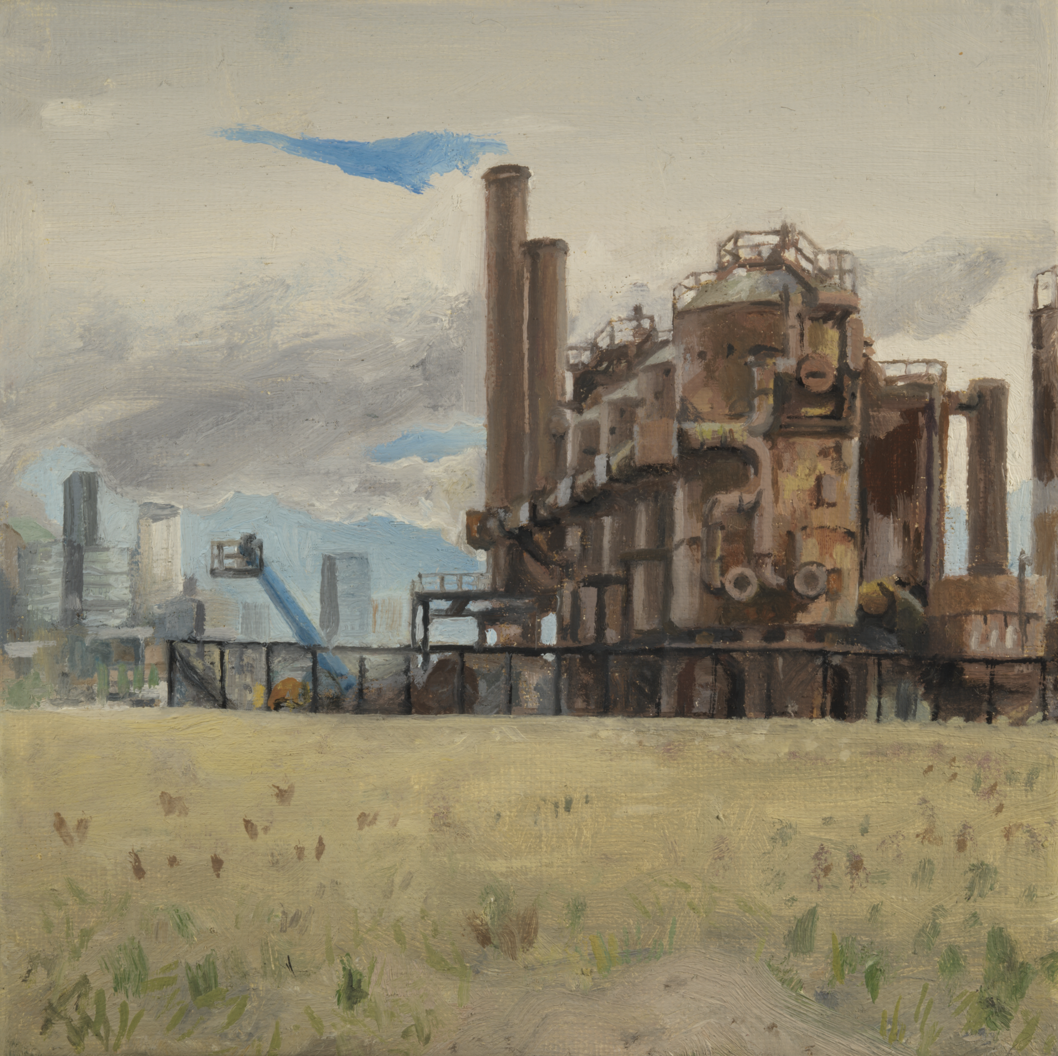 "Overcast Gasworks" 
6x6 oil on linen
