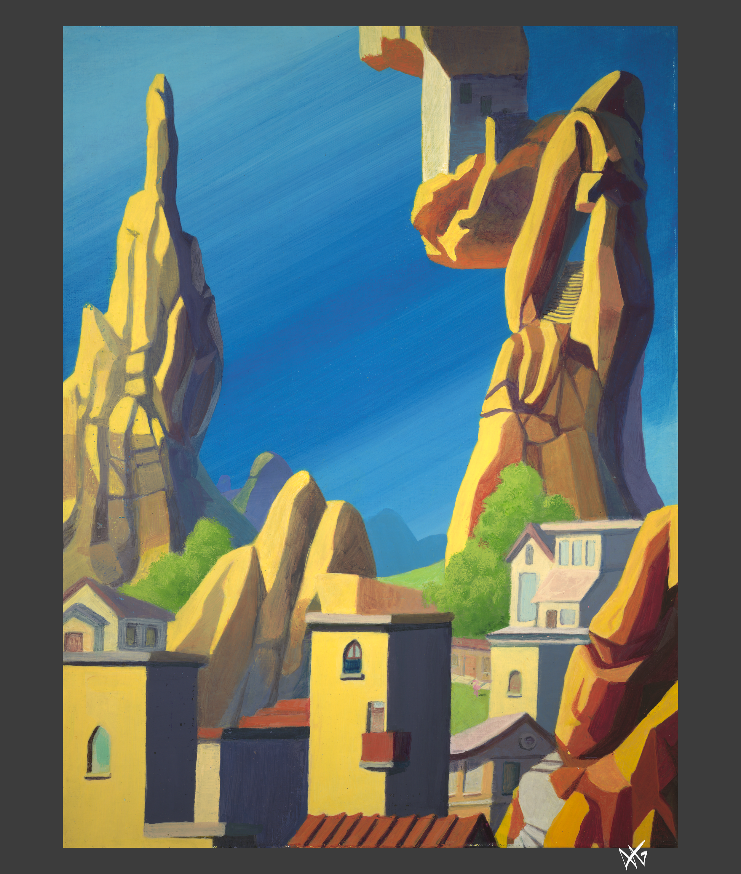 "Steppe Neighborhood" 18x24" Acrylic on canvas -For Sale-