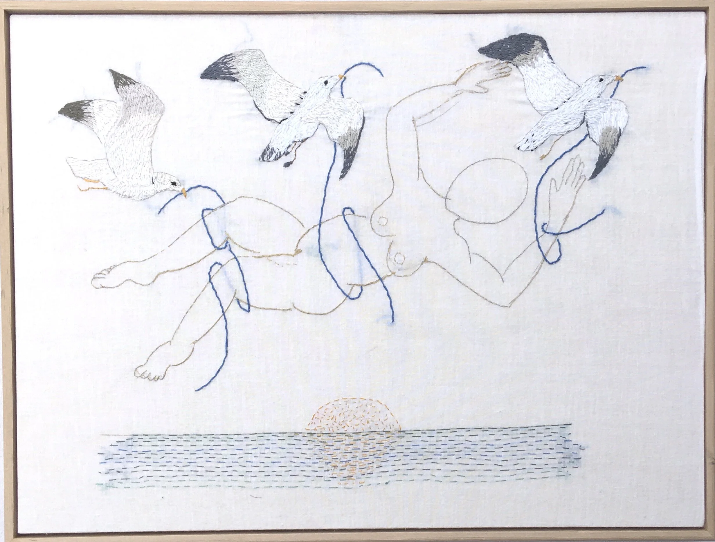 "She Was Greeted by Sea Gulls" 12" x 16" stretched muslin