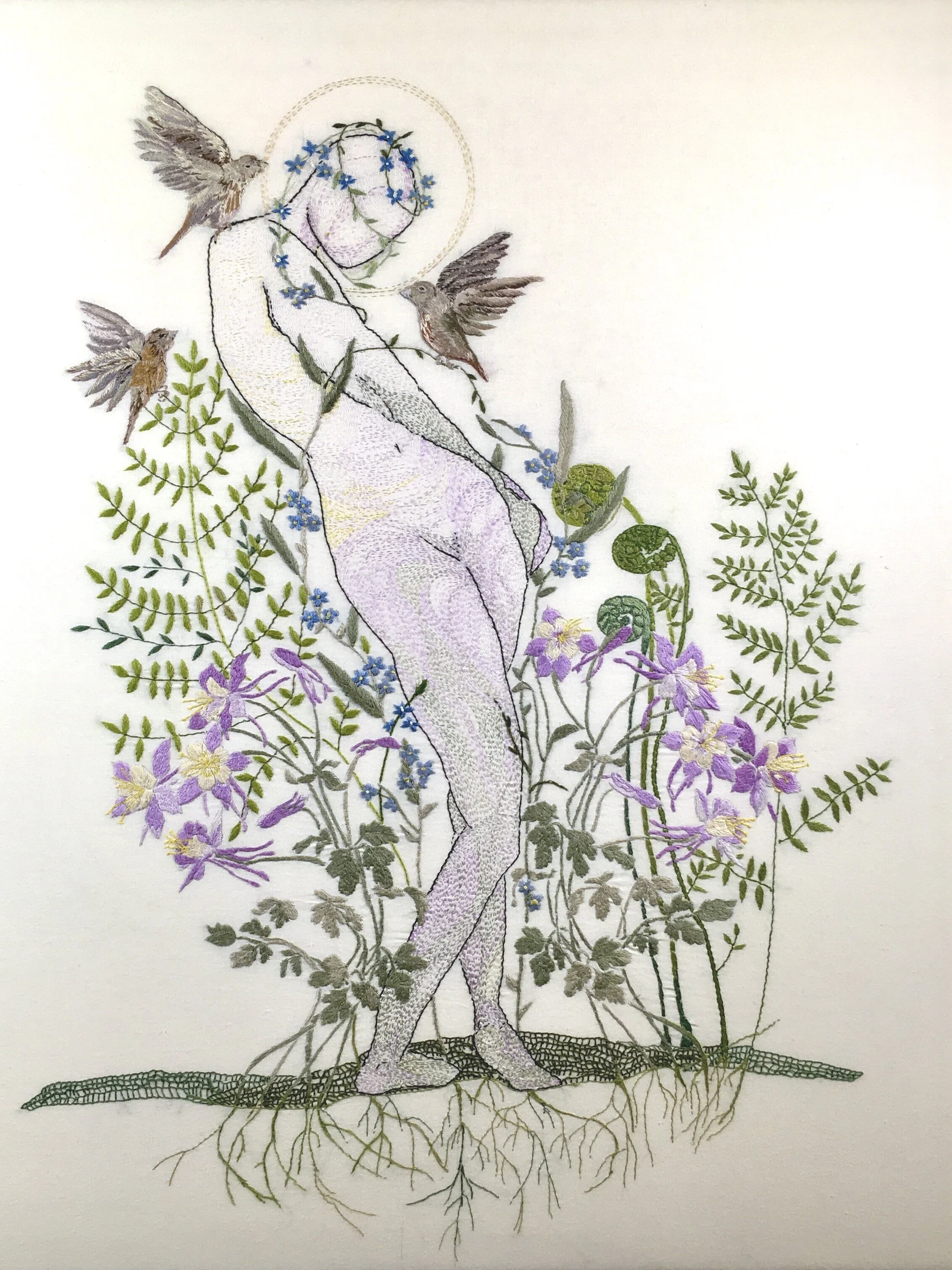 24 x 29 stretched muslin embroidery