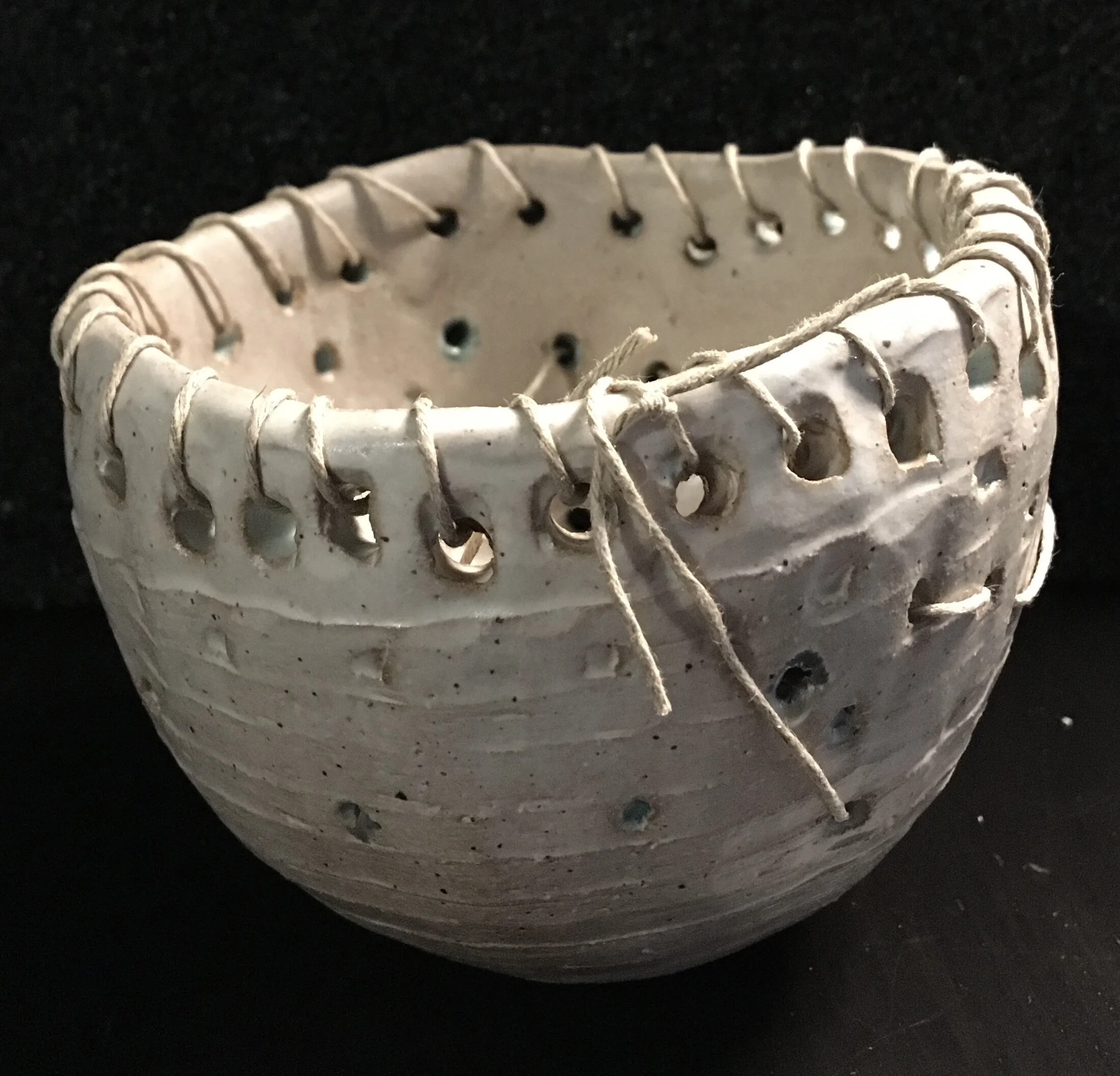 hand built woven pinch pot- 3"