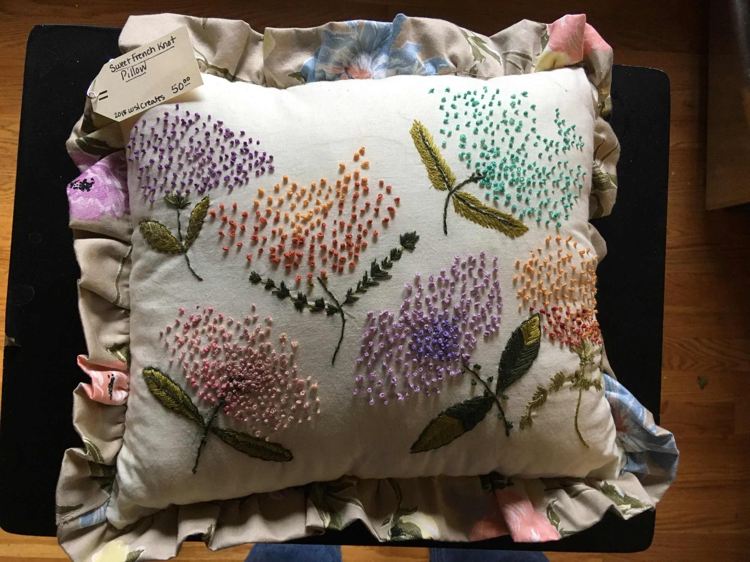 floral textured pillow- 10" x 12"