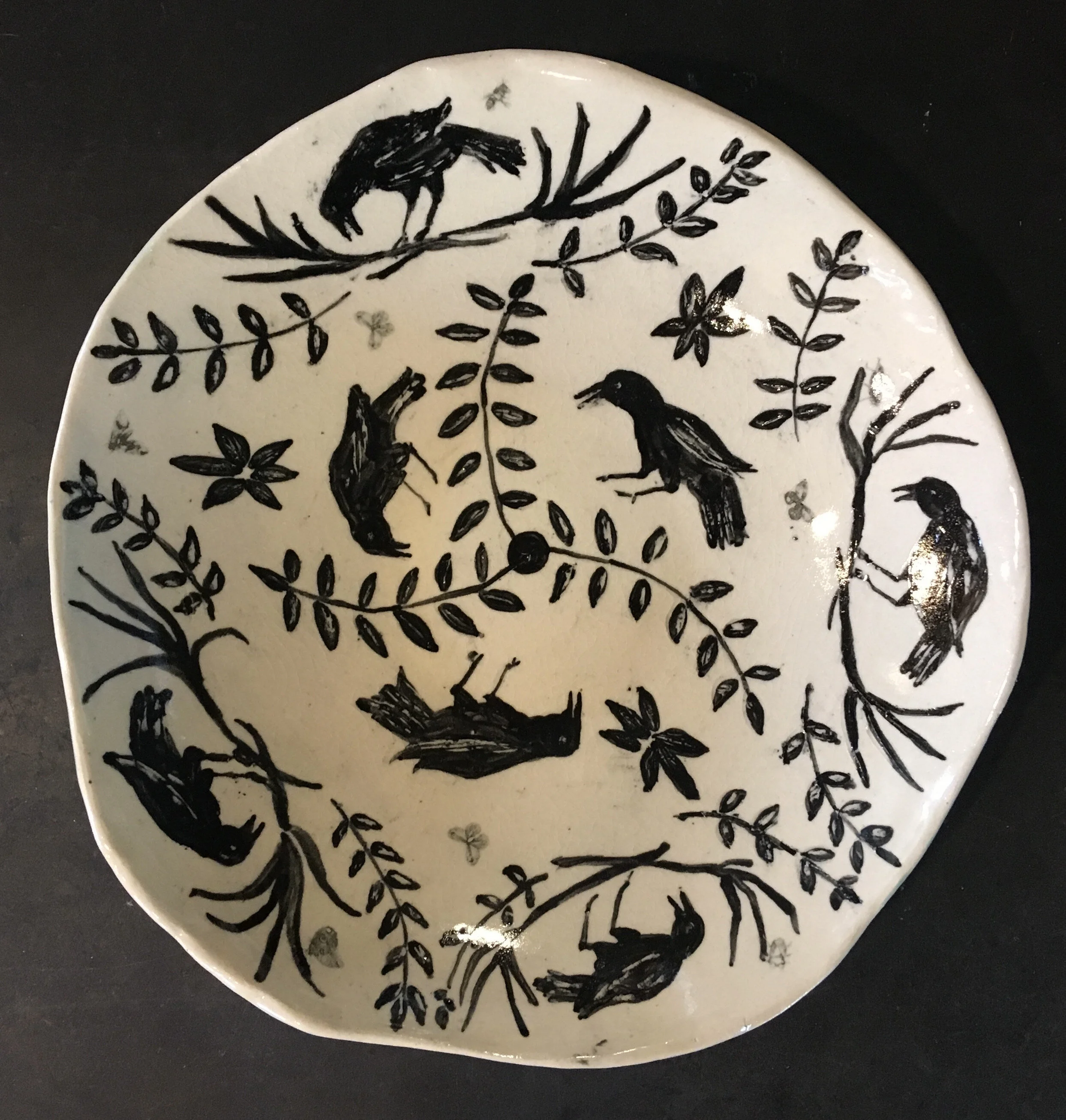 hand built hand painted bowl- 10"