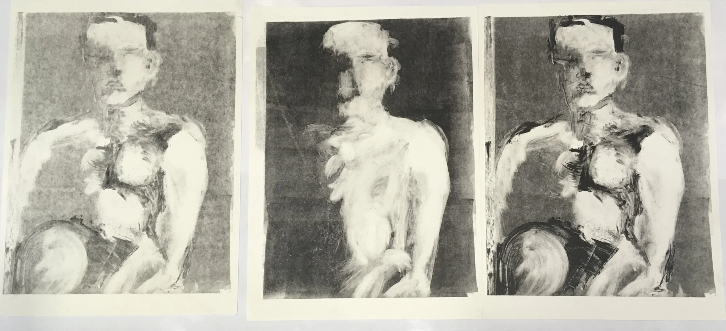 Monotype and ghost image with original image on plastic- image 8" x 10"