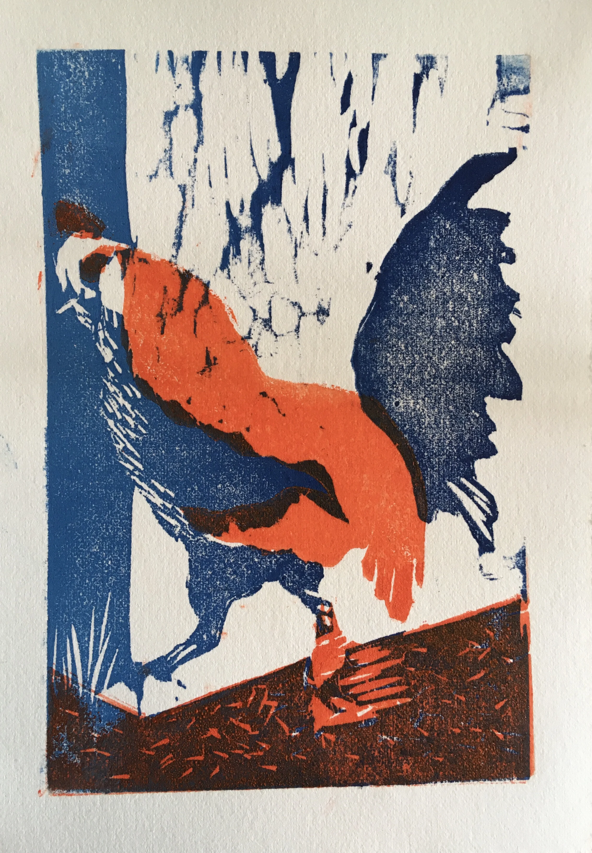 Multi block woodcut of 4 - image  4" x 6"