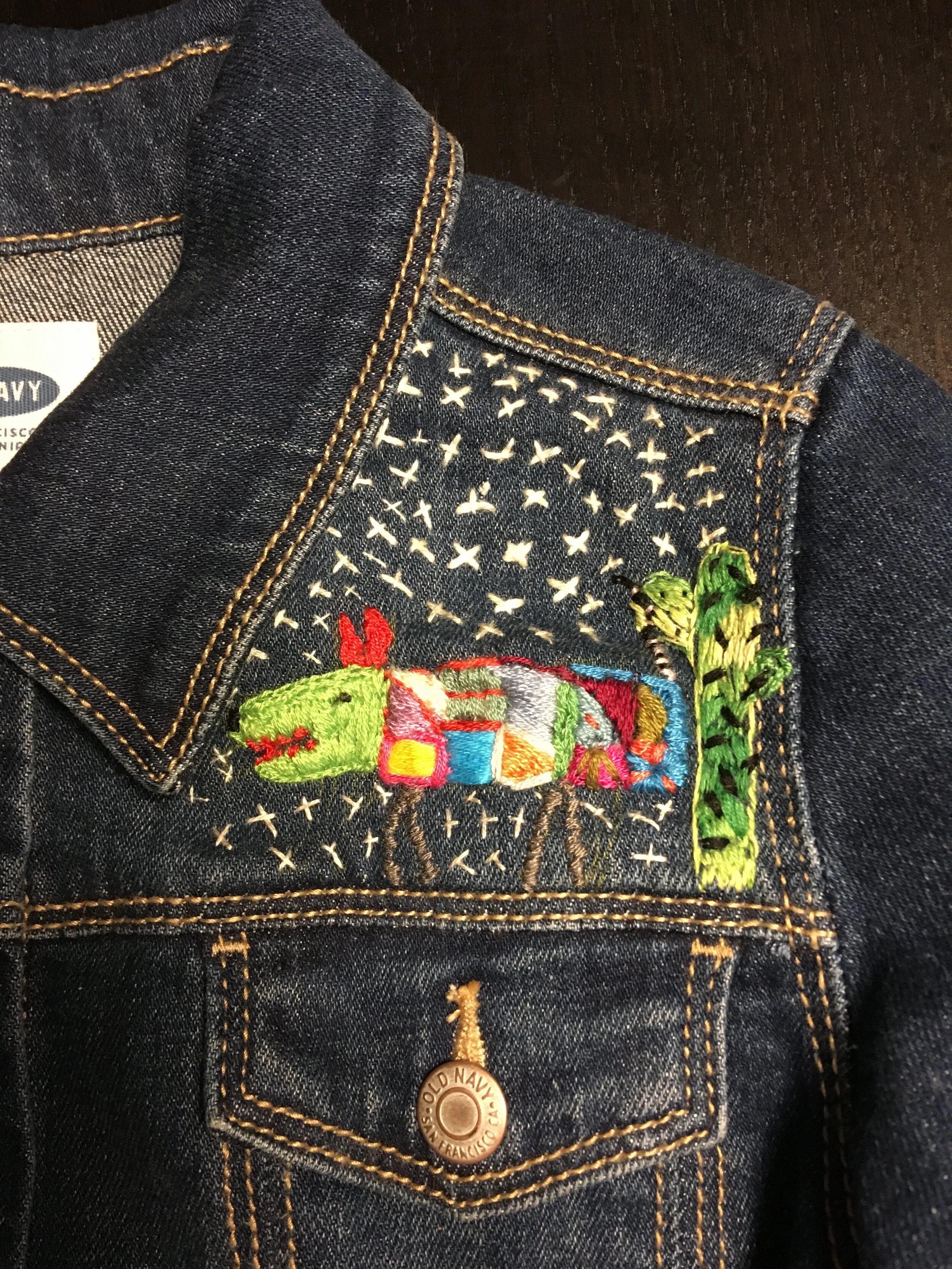 detail of jean jacket- kid size 5