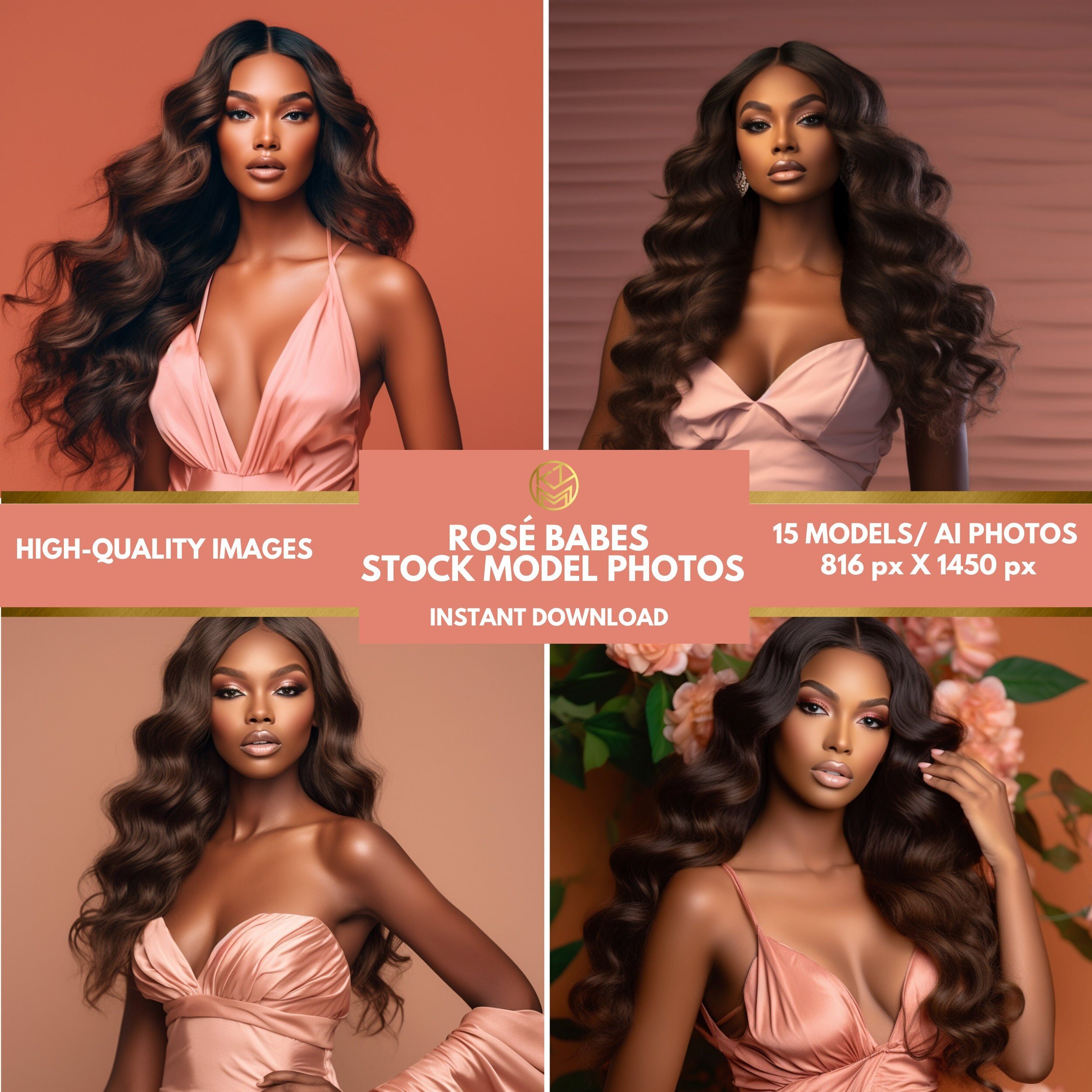 Beauty Stock Photos| Beauty Model Stock Photos | Fashion Model Photos | WOC Stock Images | Hair Stock Images| Rosé Hair Stock Images|