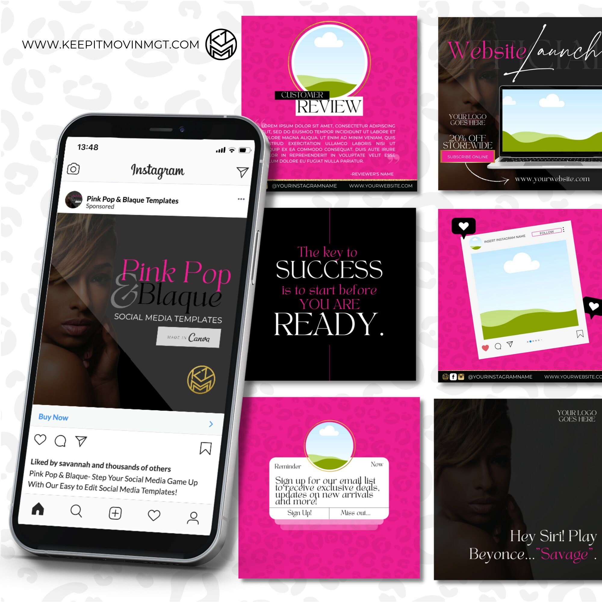 Pink Pop & Blaque Social Media Templates