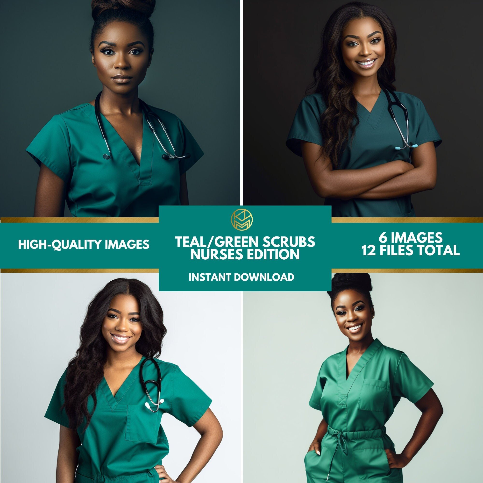 Nursing Stock Photos| Nurse Stock Photos | Nurse Photos | Green Scrubs Stock Images | Stock Image | Black Nurses| African American Nurse| AI