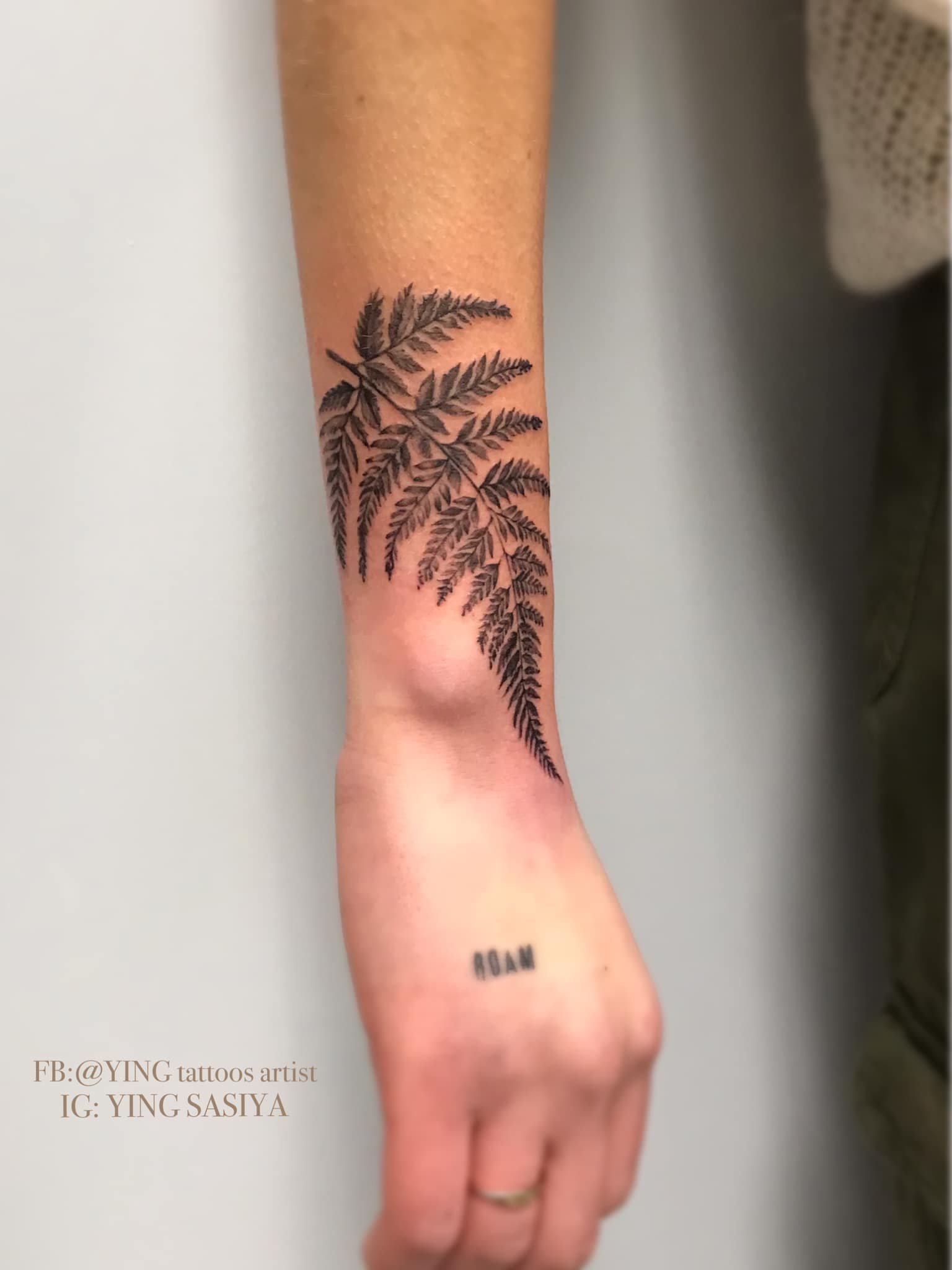 leaf and floral tattoo by Ying Sasiya tattoo artist