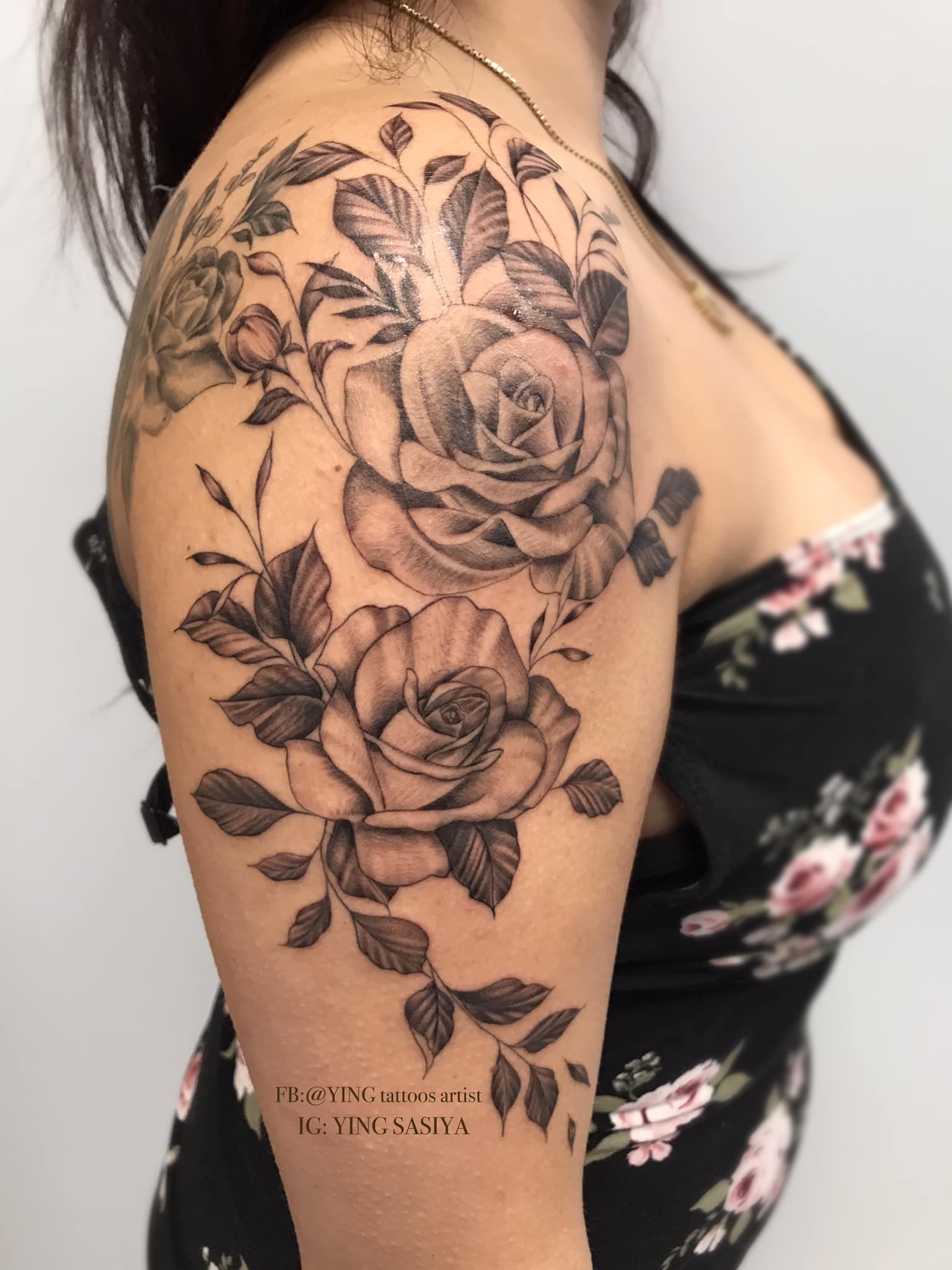 Floral tattoo by Ying Sasiya tattoo artist