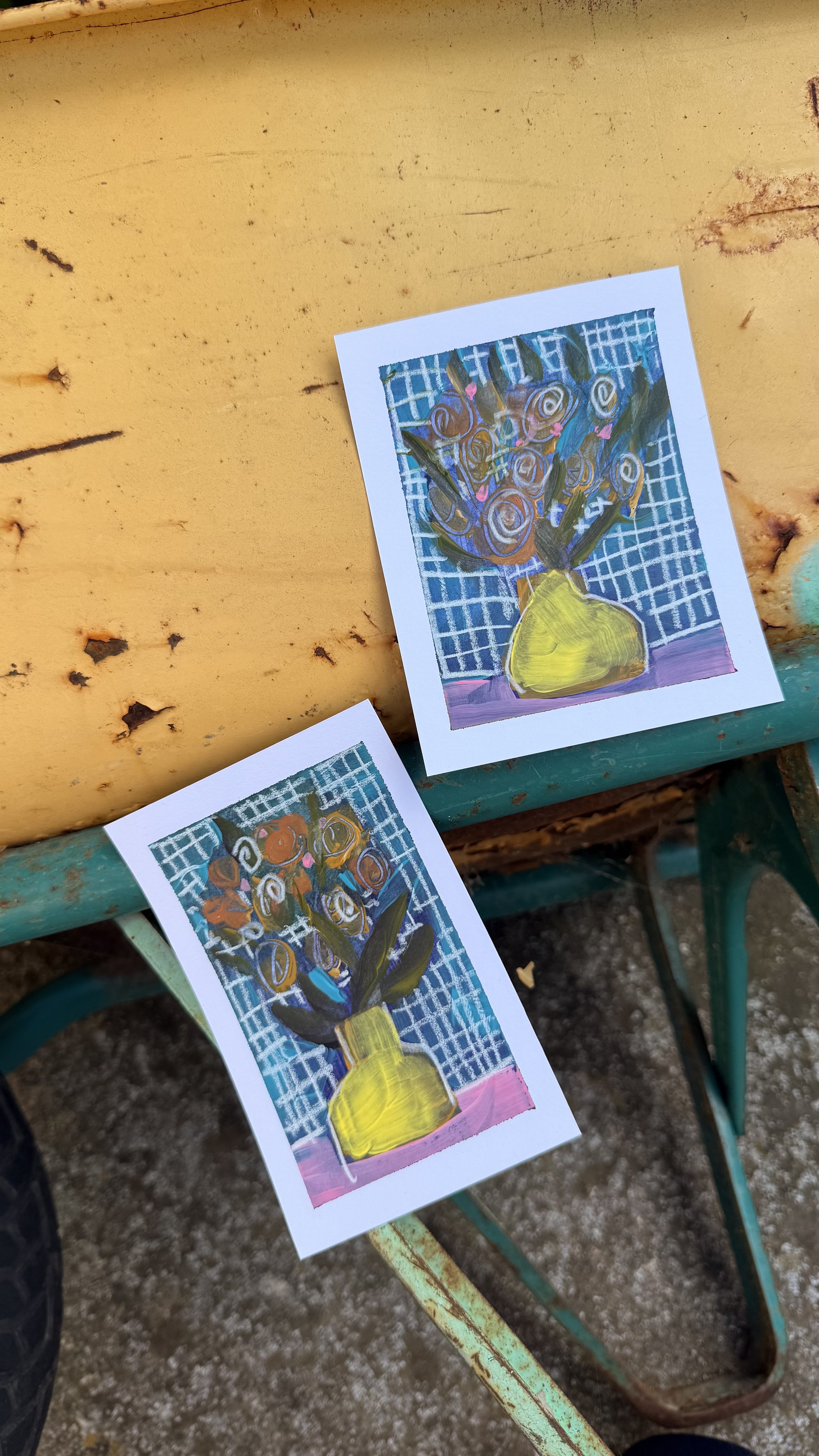 Rejilla, obra original pequeña pintada a mano por Mireia Blasi