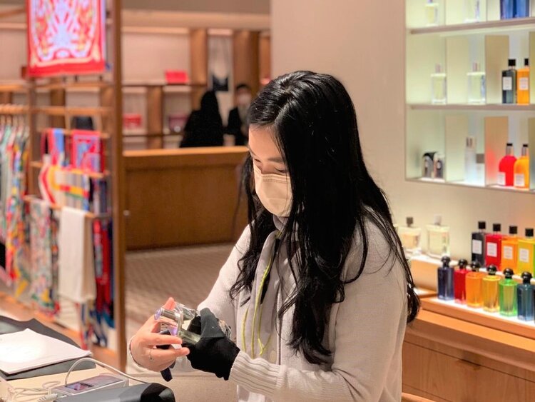 Hong Kong HK calligrapher engraving for luxury brand Hermes for H24 VIP event in store at Harbour City