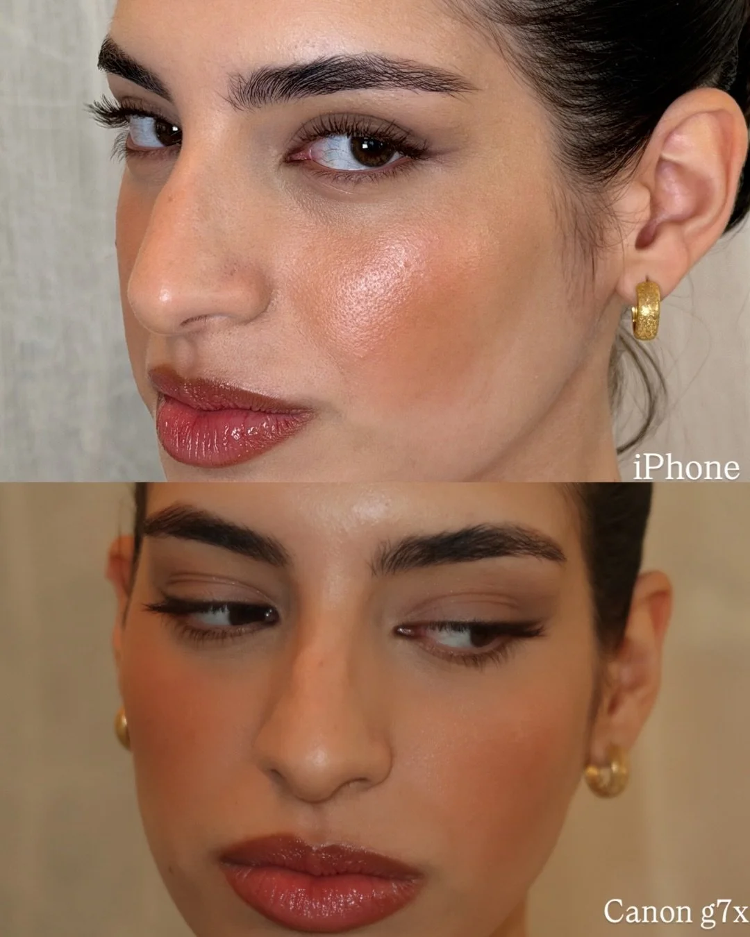 Same look~ different format. 
What are you choosing? For me, I love the canon! It just does something so magical!! On the beautiful @gradglamvictoria 
&bull;
This soft glam look was created using~
@hourglasscosmetics soft glow foundation 
@tower28bea