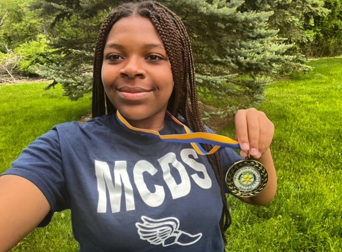 Let&rsquo;s hear it for our 1st place Shot Put champ 🥇 Way to go, Team MCDS!