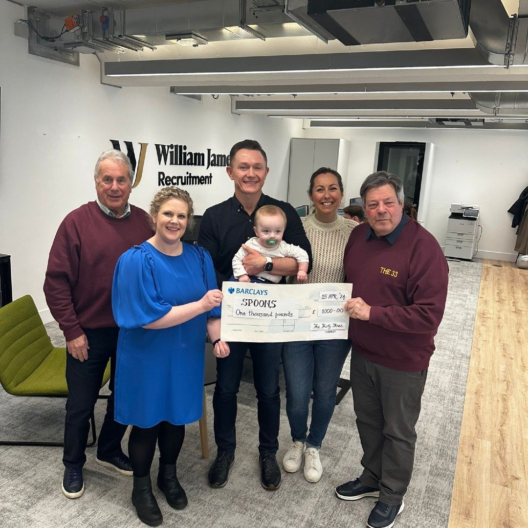 Timperley-based fundraising group, The Thirty Three, made a generous donation of &pound;1,000 to support the William James Recruitment team's participation in the Great Manchester Run on May 26th. We were honored to welcome life members John Everton,