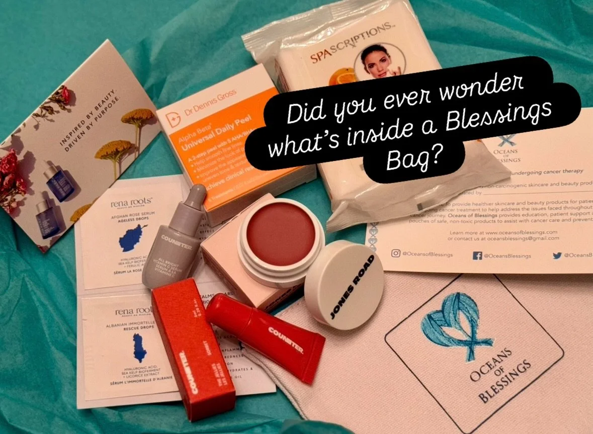 Our Blessings Bags are filled with safe, non-toxic, non-carcinogenic beauty &amp; skincare products. Every bag is unique and contains generous sample or travel sized items. You just may discover little gems from brands like @jonesroadbeauty, @drdenni