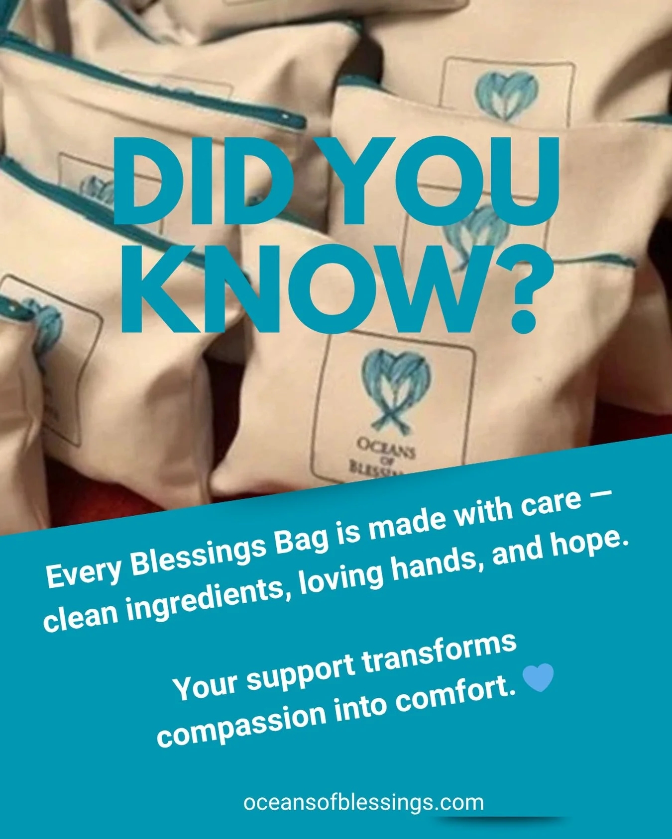 With every purchase of a #blessingsbag, you are making a difference in the lives of #cancer patients. We are deeply grateful for your support and send 🌊 oceans of blessings 🌊 to all. 🩵💙🩵💙
#cleanbeauty #givehope #oceansofblessings