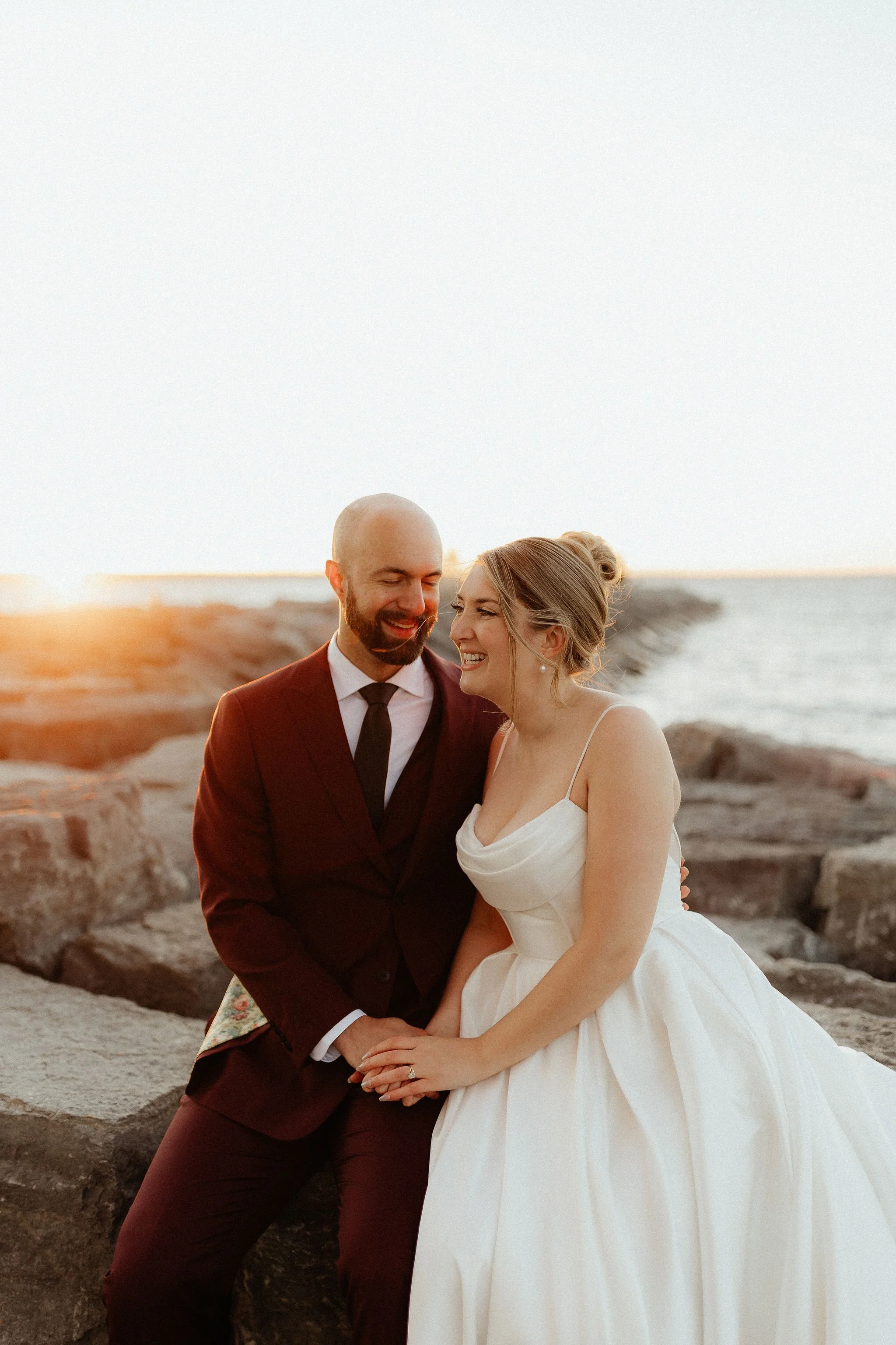 Sierra &amp; Alex’s Sunset Bridal Portraits at Britannia Beach, Ottawa