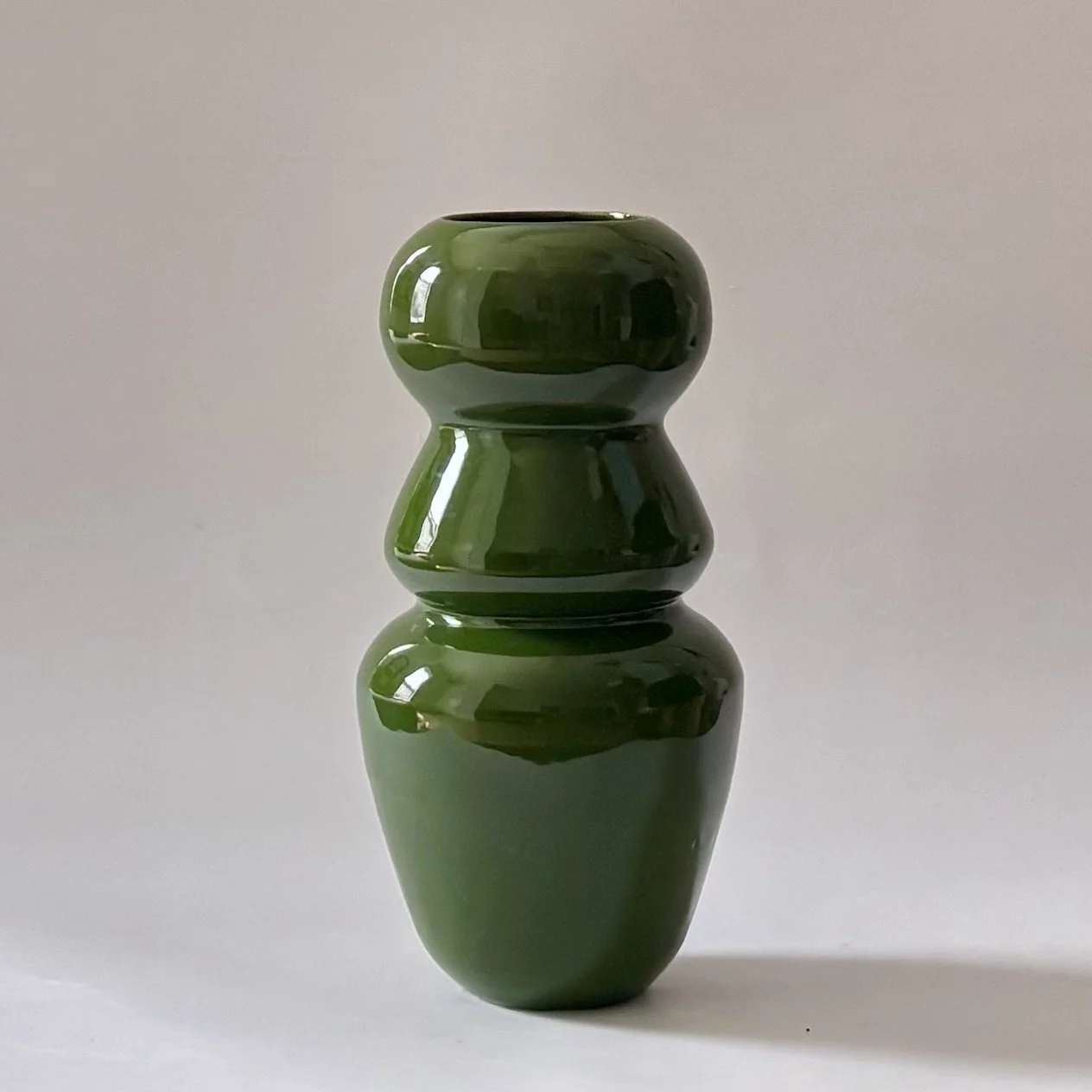 glossy spruce stacked vase