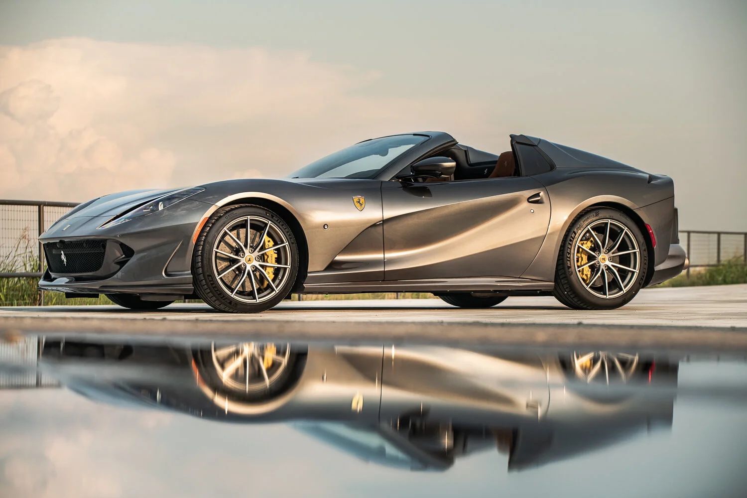 Automotive Photography Ferrari 812 Superfast reflection at sunset by David Loi