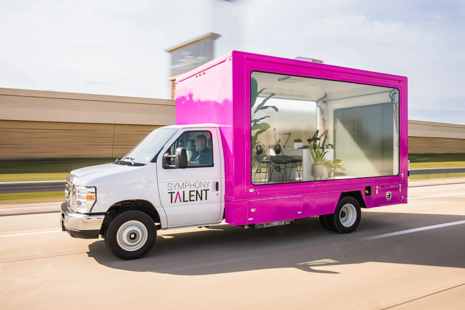 Commercial Photography for Symphony Talent Podcast Truck on the Highway in Dallas, TX by David Loi