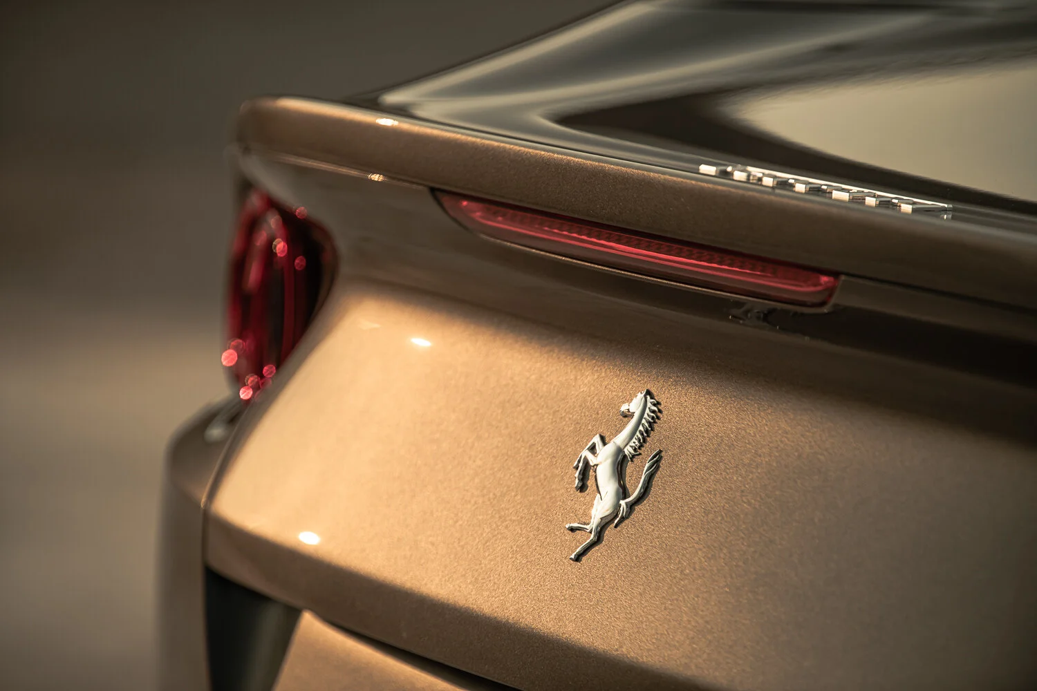 Automotive Photography Ferrari 812 Superfast with Ferrari Prancing Horse emblem on back by David Loi