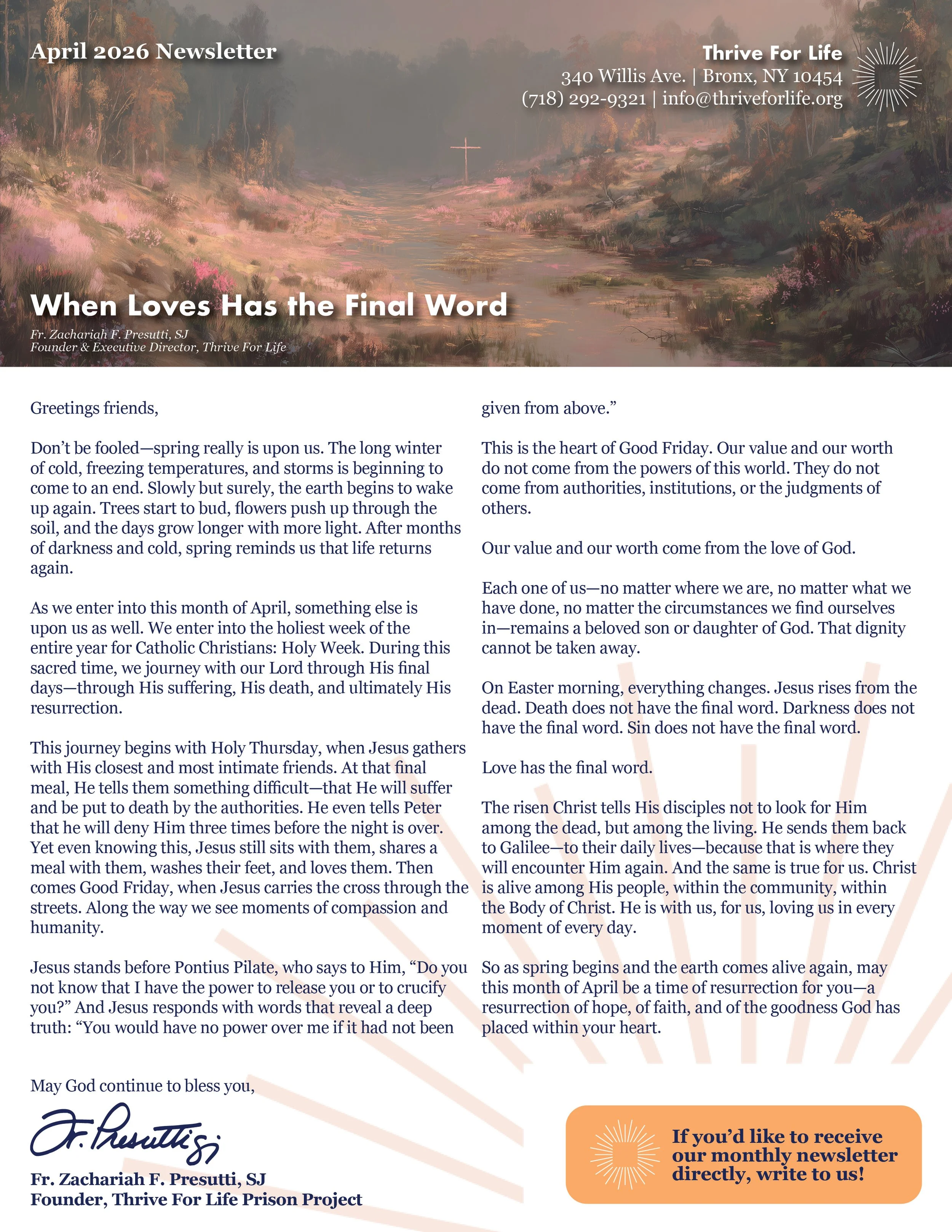 April 2026 Newsletter