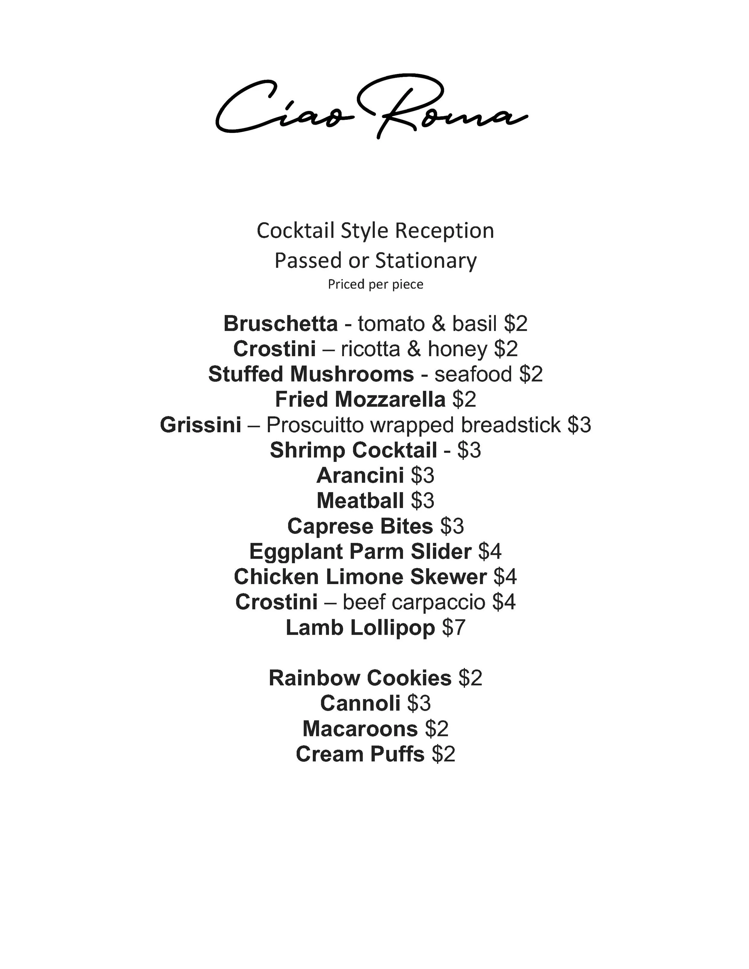 Events — CIAO ROMA | All Day Hospitality