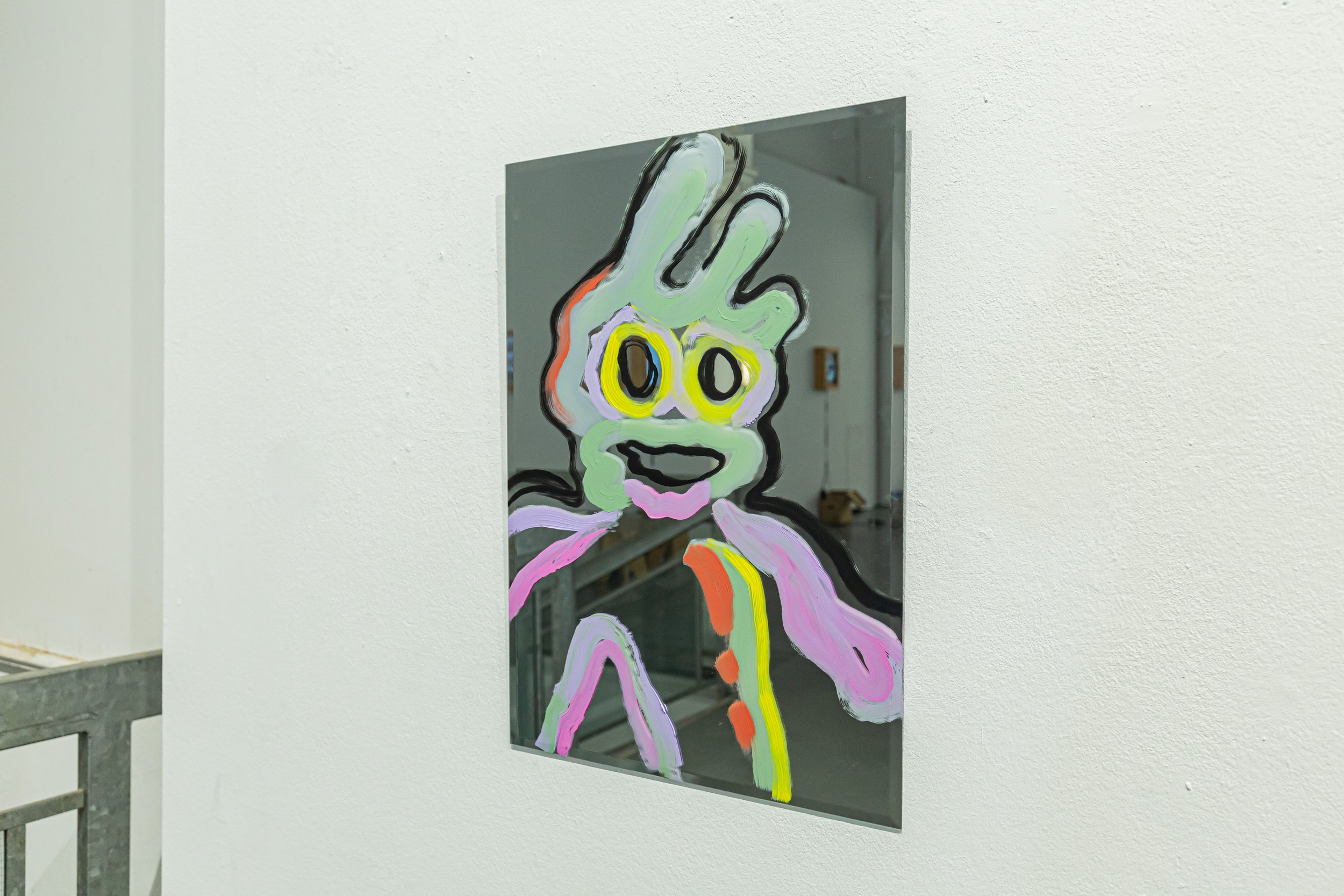 “Selfie”, 2024, acrylic on mirror, 70 x 50 cm