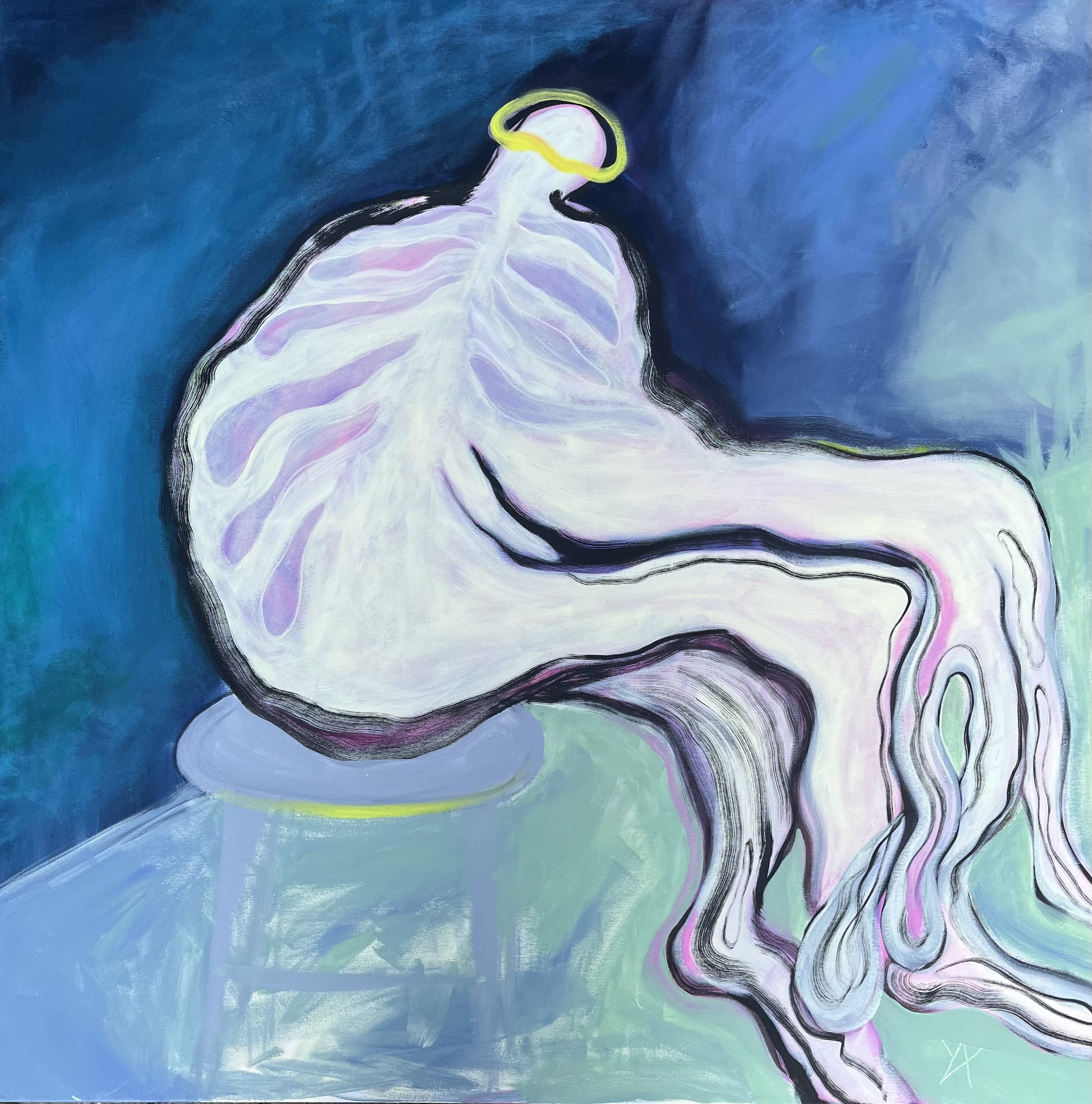 “Simon, 38”, 2024, acrylic on canvas, 120x120 cm
