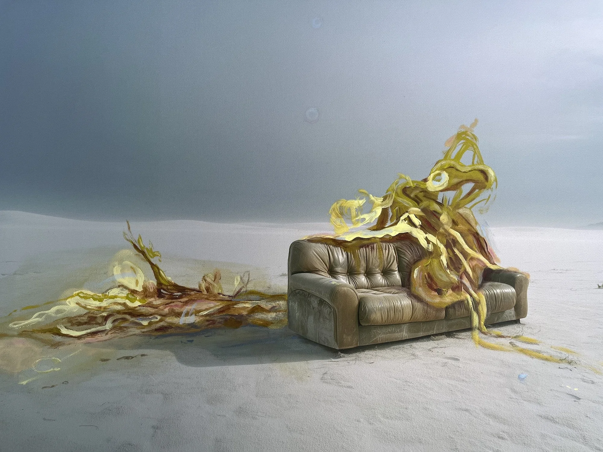 “Human Debris”, 2025, Pigment print, acrylic, oil on canvas, 40 x 60 cm