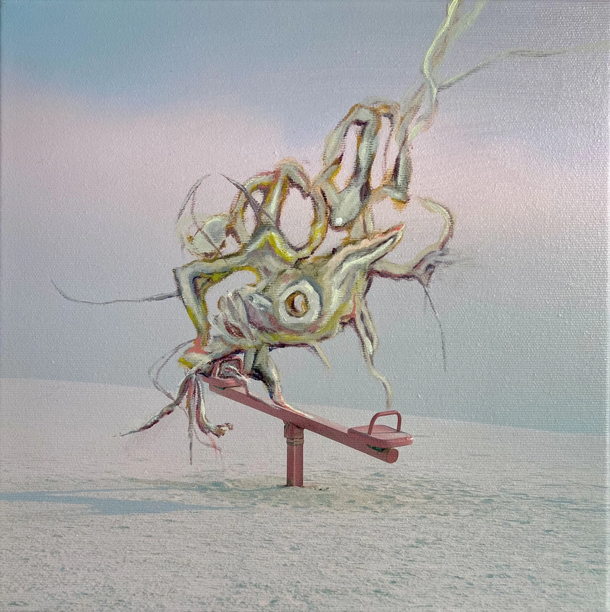 "Seesaw", 2026, pigment print, acrylic on canvas, 30 x 30 cm
