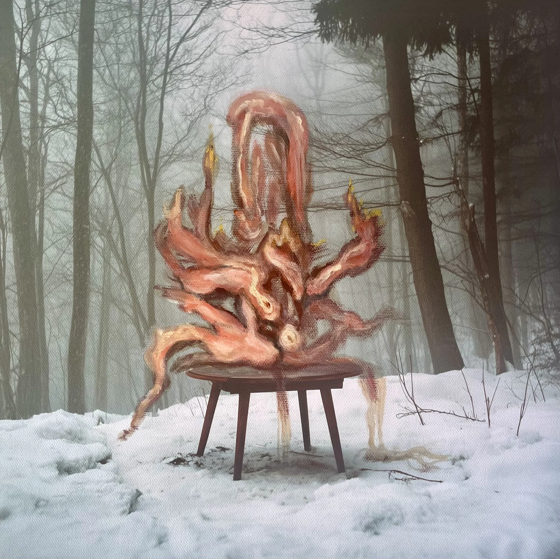 “TJ”, 2026, Pigment print, acrylic, oil on canvas, 30 x 30 cm