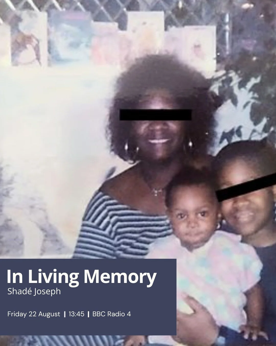 🎧 In Living Memory
New Storytellers | BBC Radio 4
📻 On today at 1.45pm

In Living Memory is a deeply intimate and sensitive story that follows Shad&eacute; Joseph as she sends a voice message to her eldest brother, who died 17 years before she was 