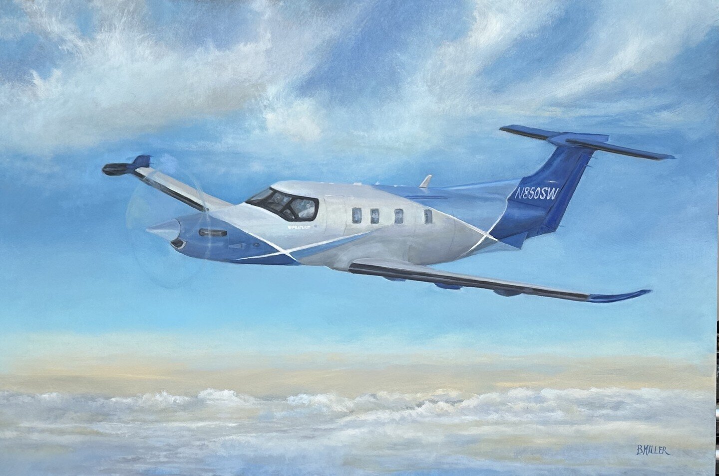 Recently completed commission of a Pilatus PC-12. I love putting airplanes in cloudscapes, and this one is a beauty. Now accepting commissions for 2024! #pilatus #pilatuspc12 #aviationart #marylandartist #annapolisartist #airplaneart