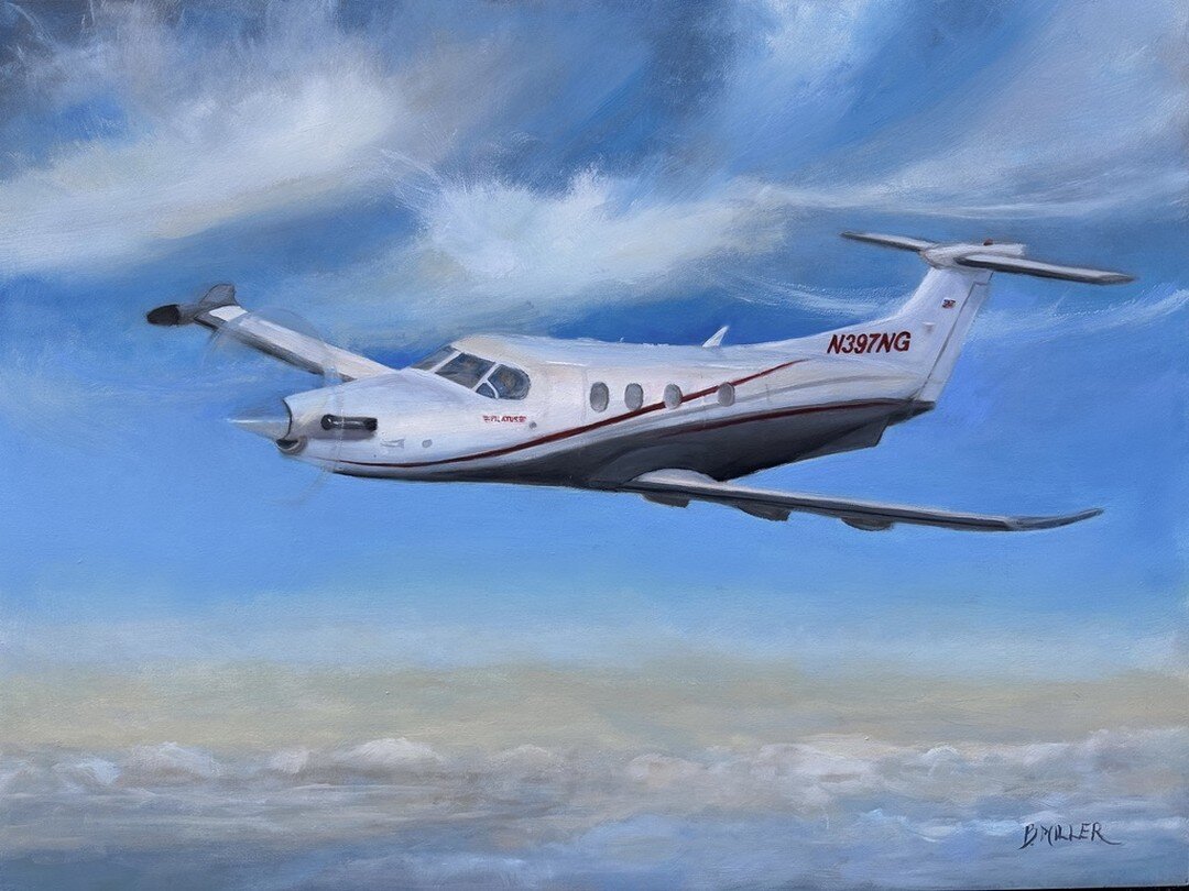 Another Pilatus portrait has been gifted! 18&quot; x24&quot; Oil on panel. It's time to start planning gifts for Valentine's Day - contact link in Bio if you are interested in a custom aircraft painting for your special flying partner. #pilatus #pila