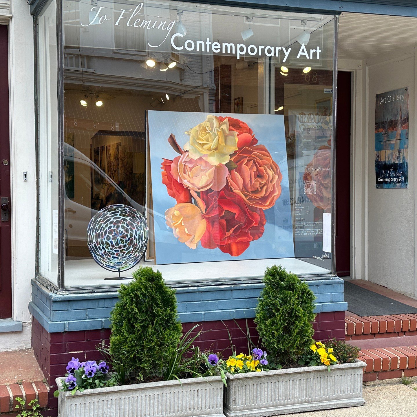&quot;Rose Rondo&quot; is shining in the front window this week at @joflemingart on Maryland Avenue in downtown Annapolis. Really fun reception on Sunday, and &quot;Ranunculus Rhapsody&quot; was sold into a very nice home. I had so much fun, I didn't