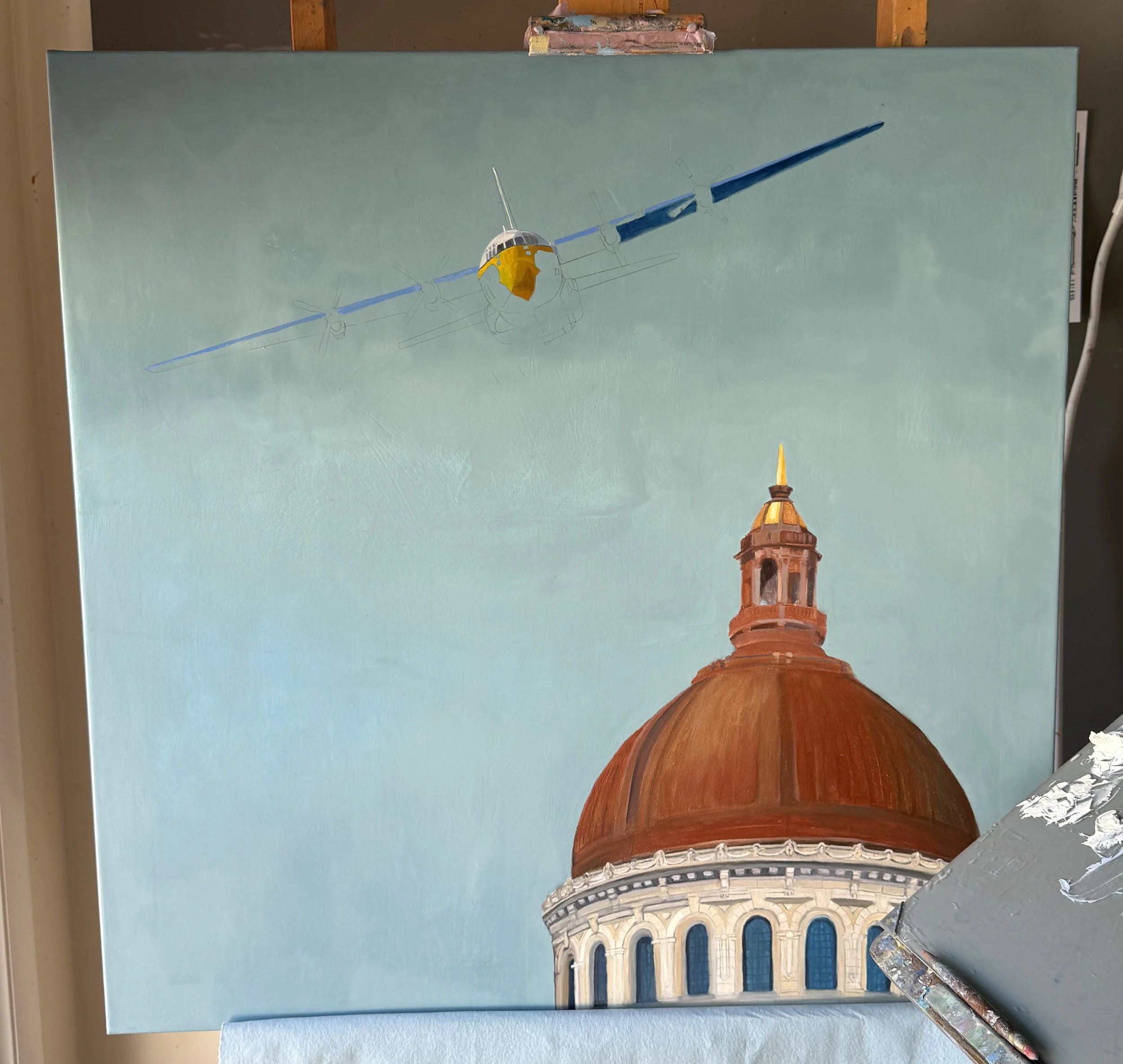 Fat Albert over Chapel | 36" x 36" | Oil on Canvas| IN PROGRESS