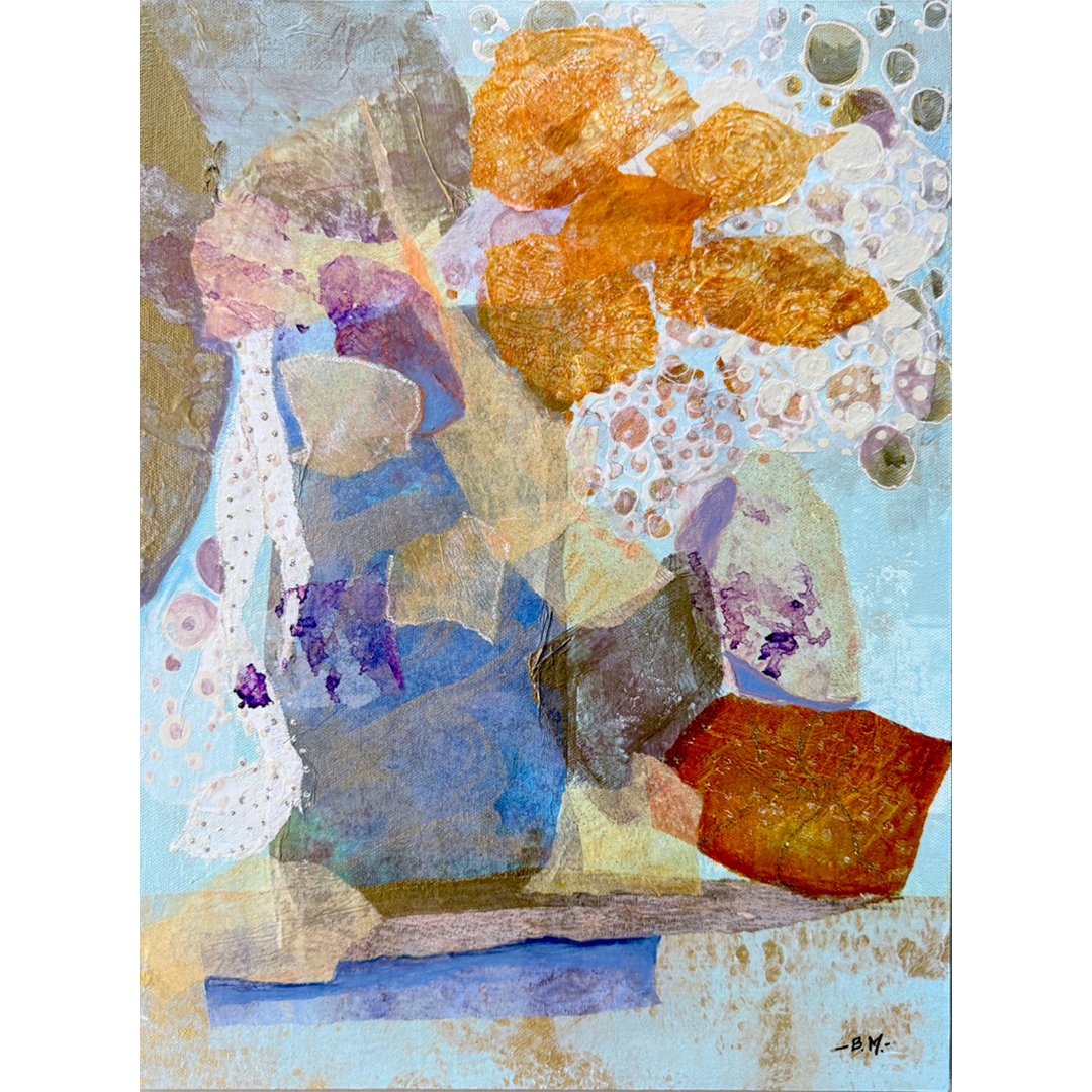 Veiled Petals | Mixed Media | 12" x 16" | Framed