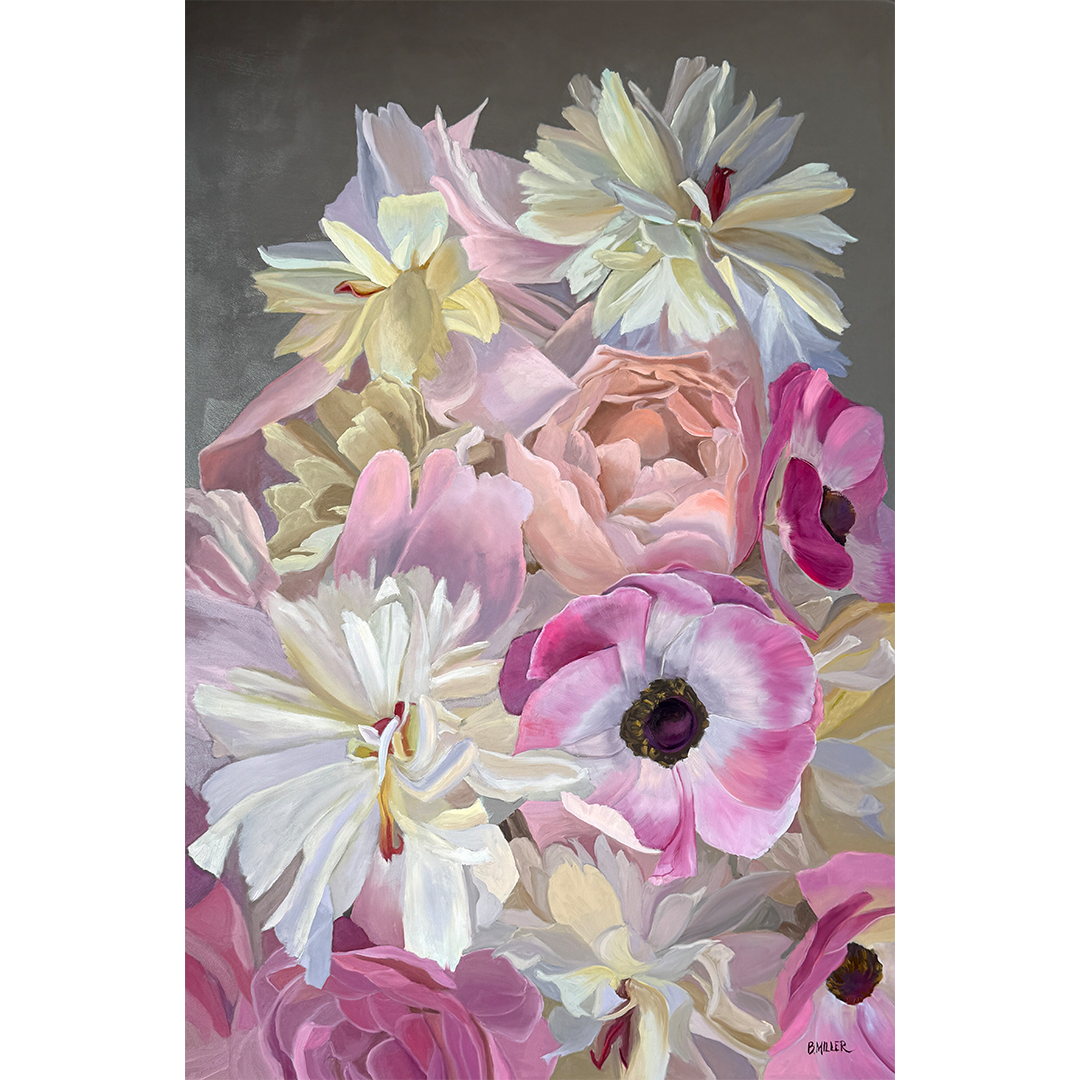 Peony Whispers | 36" x 24" check this | Oil on panel