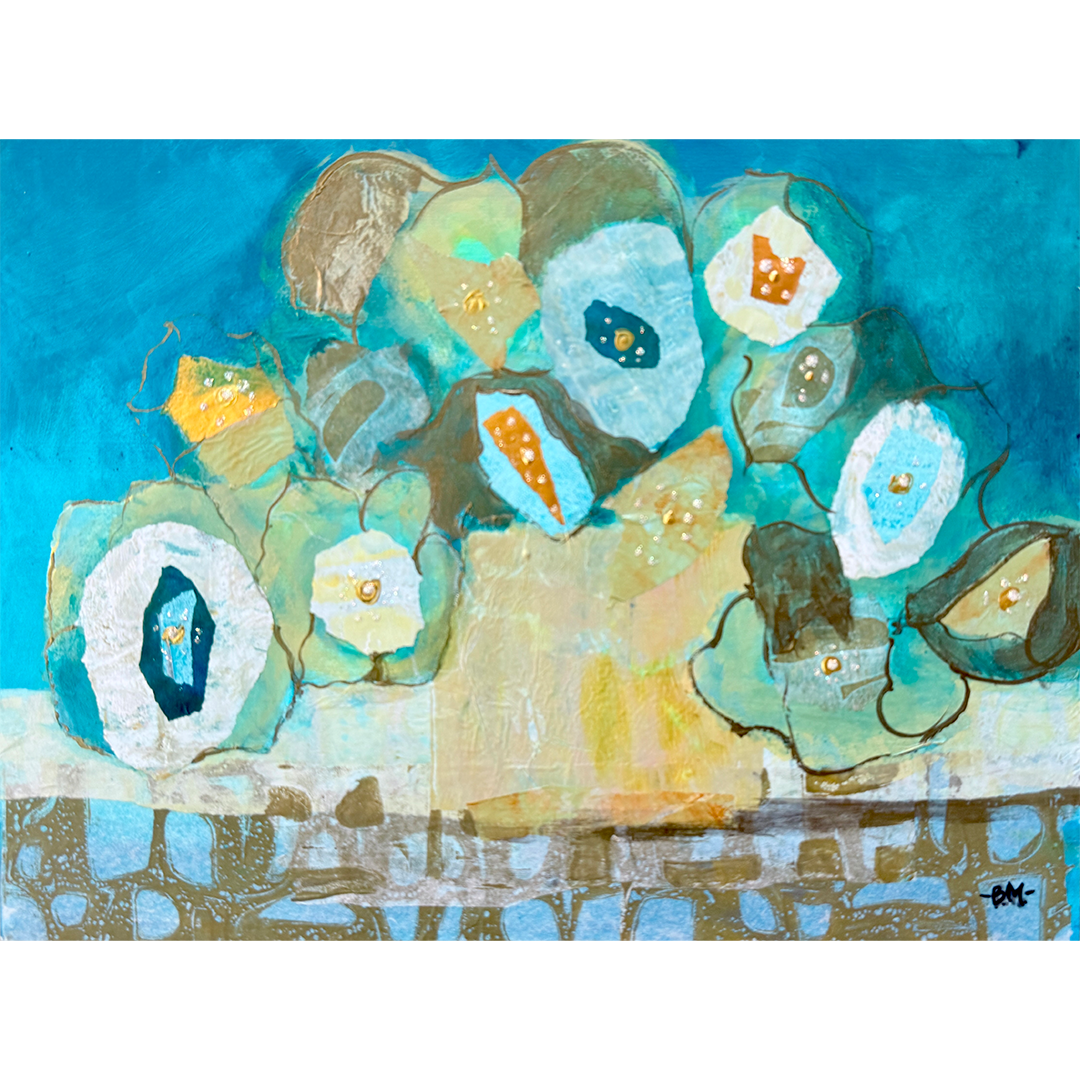 Blue in Bloom | Mixed Media | 16" x 12" | Framed