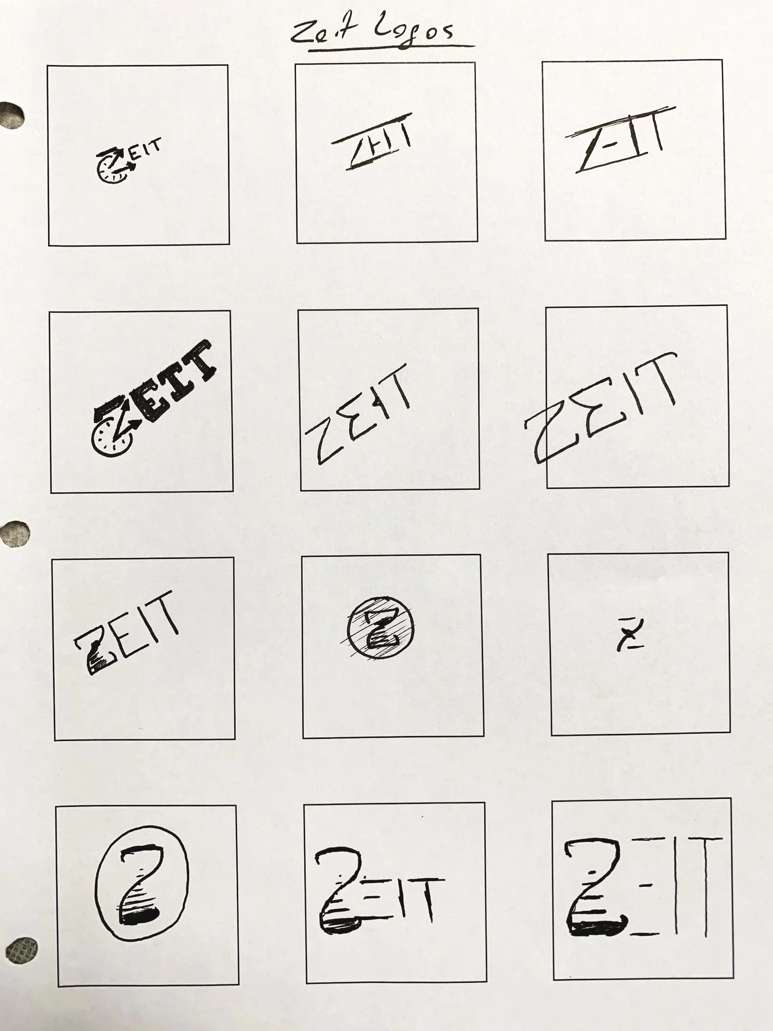 Image of sketched logo thumbnails