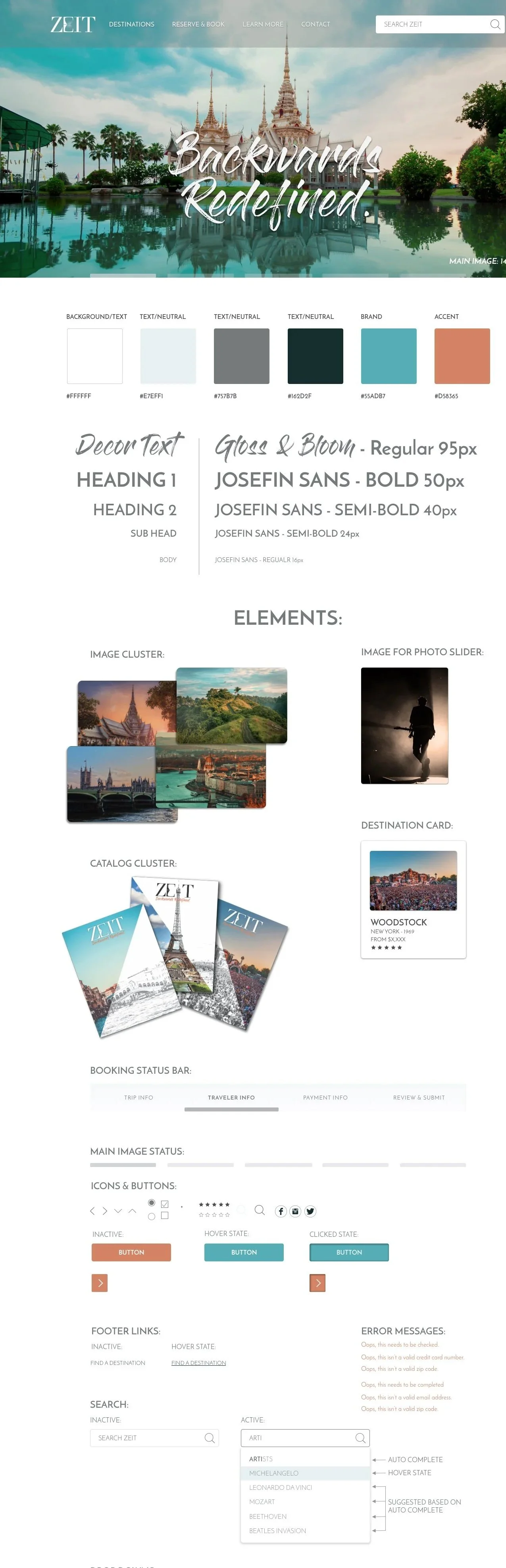Image of Zeit UI Kit includes colors, UI elements, button styles, and fonts
