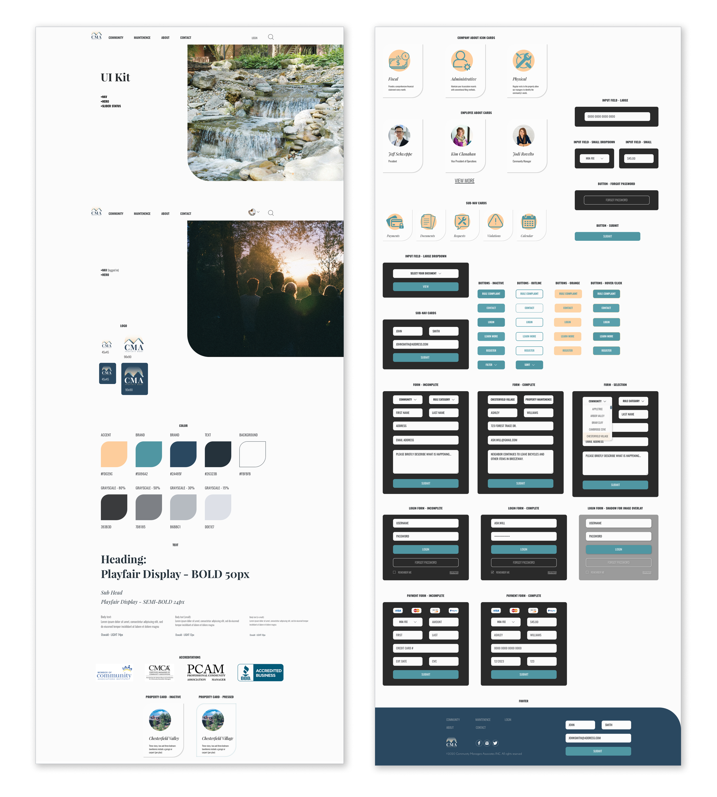 Image of CMA UI kit including colors, image usage, UI elements, and font usage