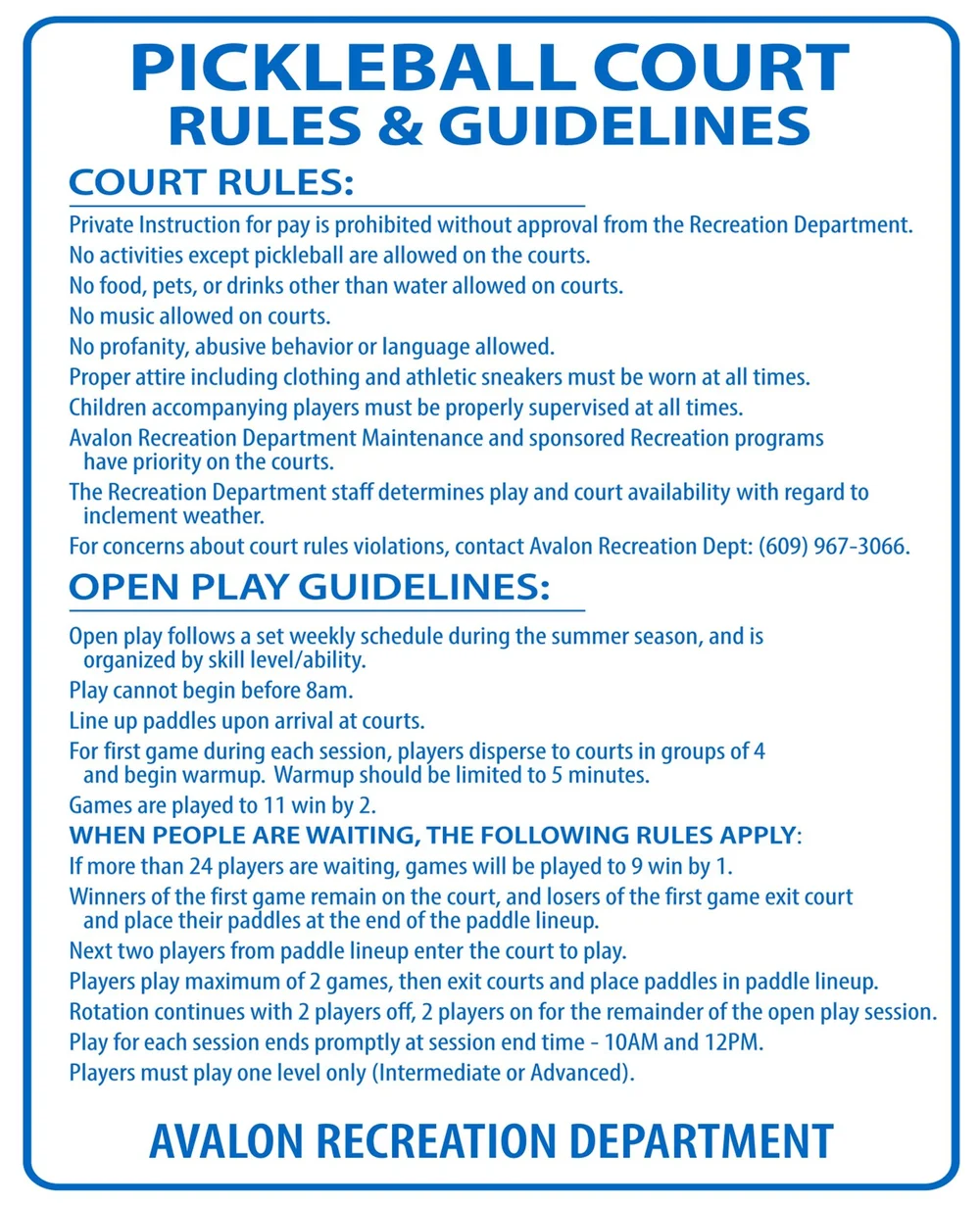 Pickleball — Avalon Department of Recreation