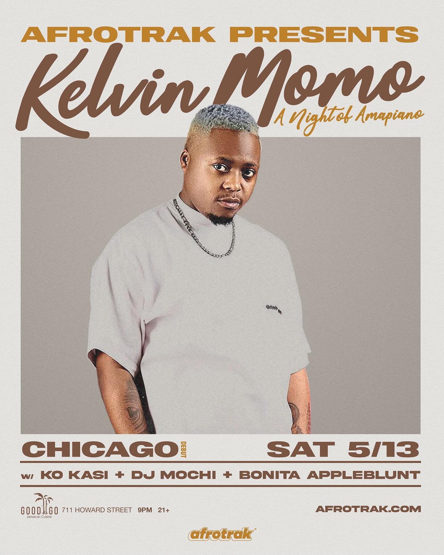 🎹Pushin Piano x @kelvinmomo_ 🚨 

Honored to share the stage next month with one of South Africa&rsquo;s hottest DJs/producers. Shoutout @afrotrak for continuing to bring amazing talent to Chicago. Tix available in bio!
