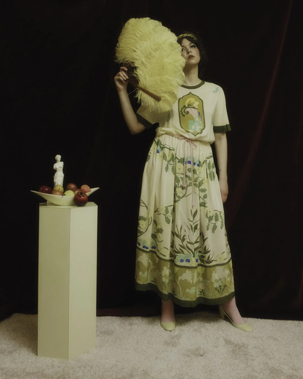 1970s Karl Lagerfeld for Chlo painted silk dress  Flower in the Mirror  Vintage