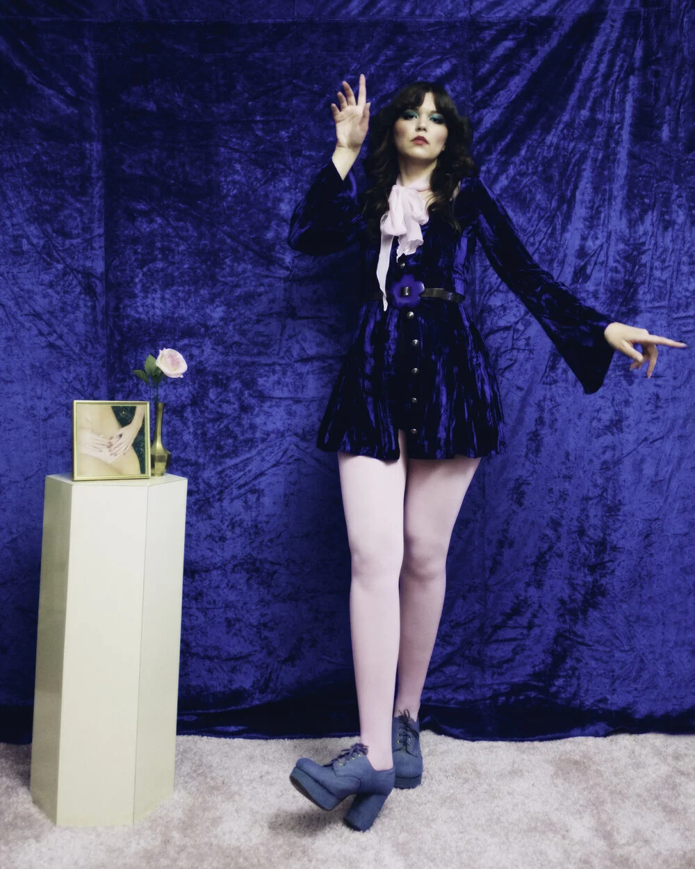 1980s Betsey Johnson punk label blue velvet mini dress  Flower in the  Mirror Vintage